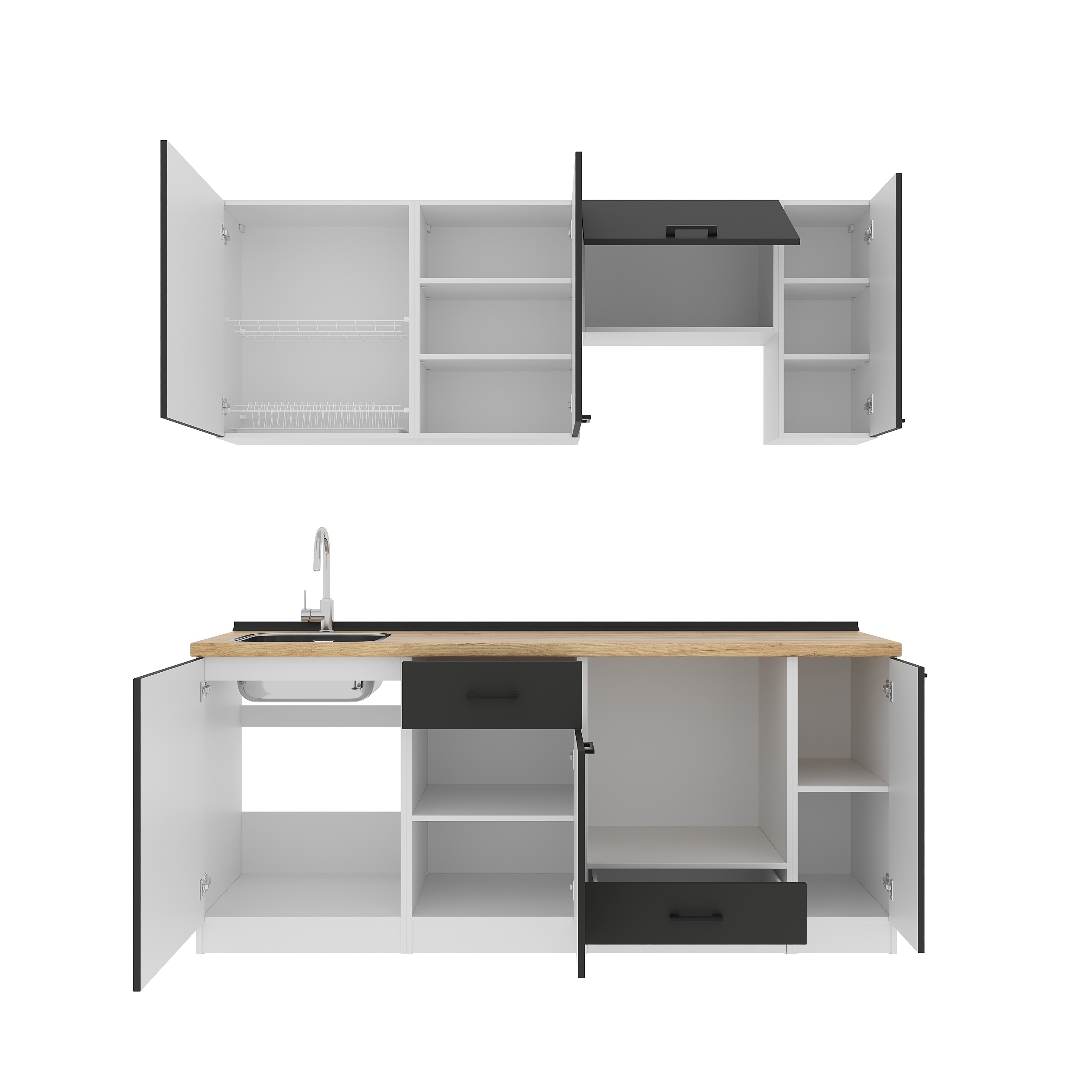 Set bucătărie: Regina "A" Modern, Stejar Auriu, 200 cm