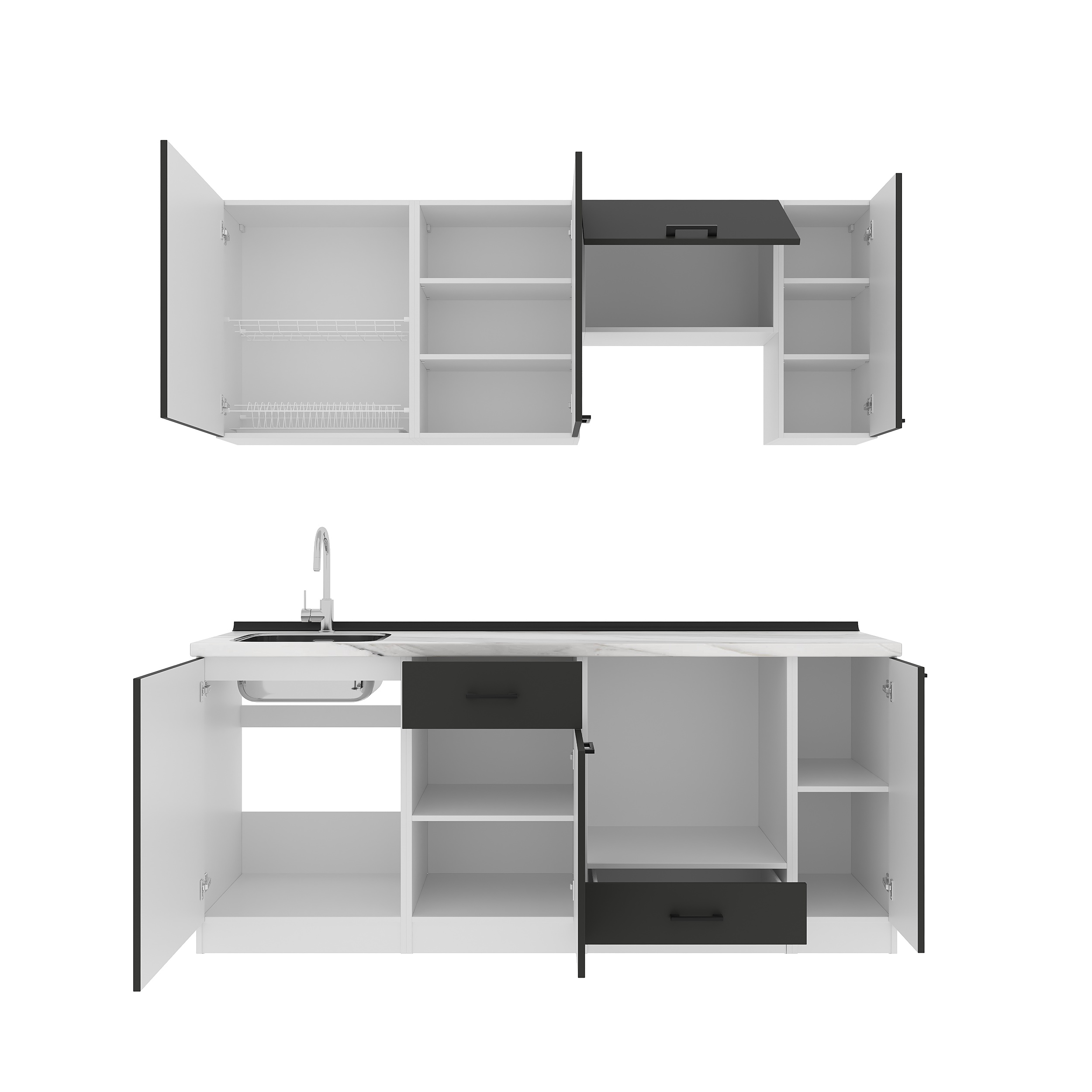 Set bucătărie: Regina "A" Modern, Marmură, 200 cm