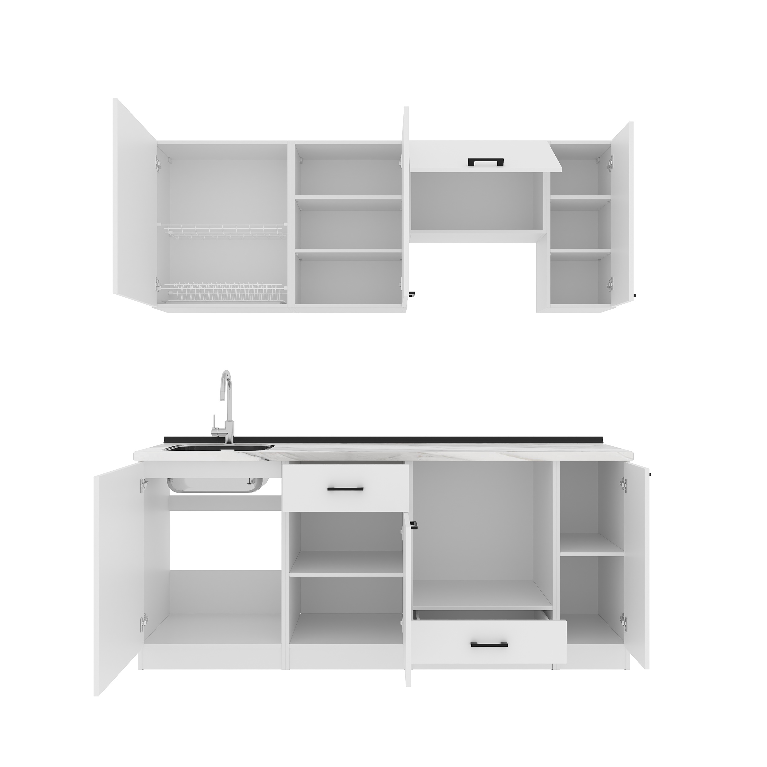 Set bucătărie: Regina "A" Modern, Marmură, 200 cm