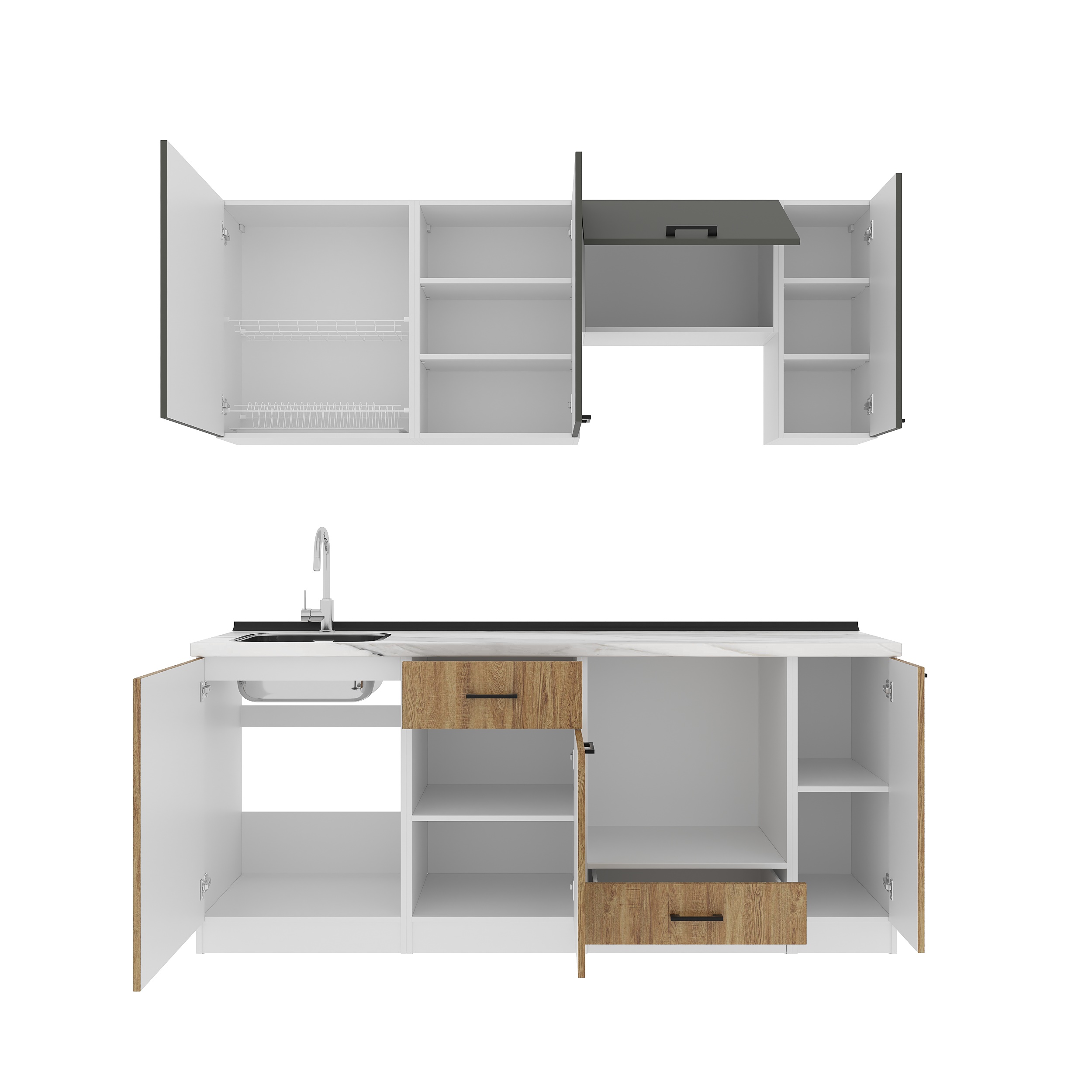 Set bucătărie: Regina "A" Modern, Marmură, 200 cm