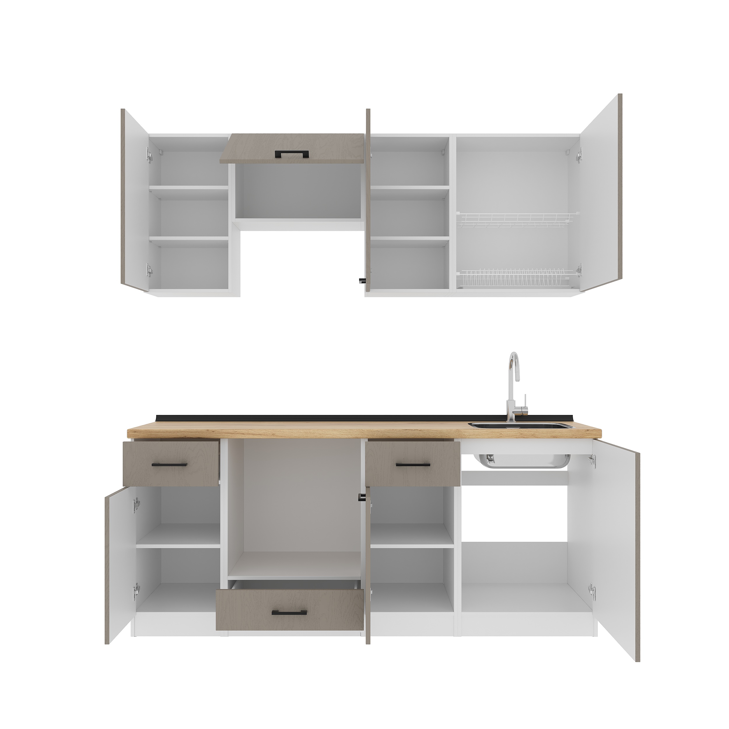 Set bucătărie: Regina "B" Modern, Stejar Auriu, 200 cm