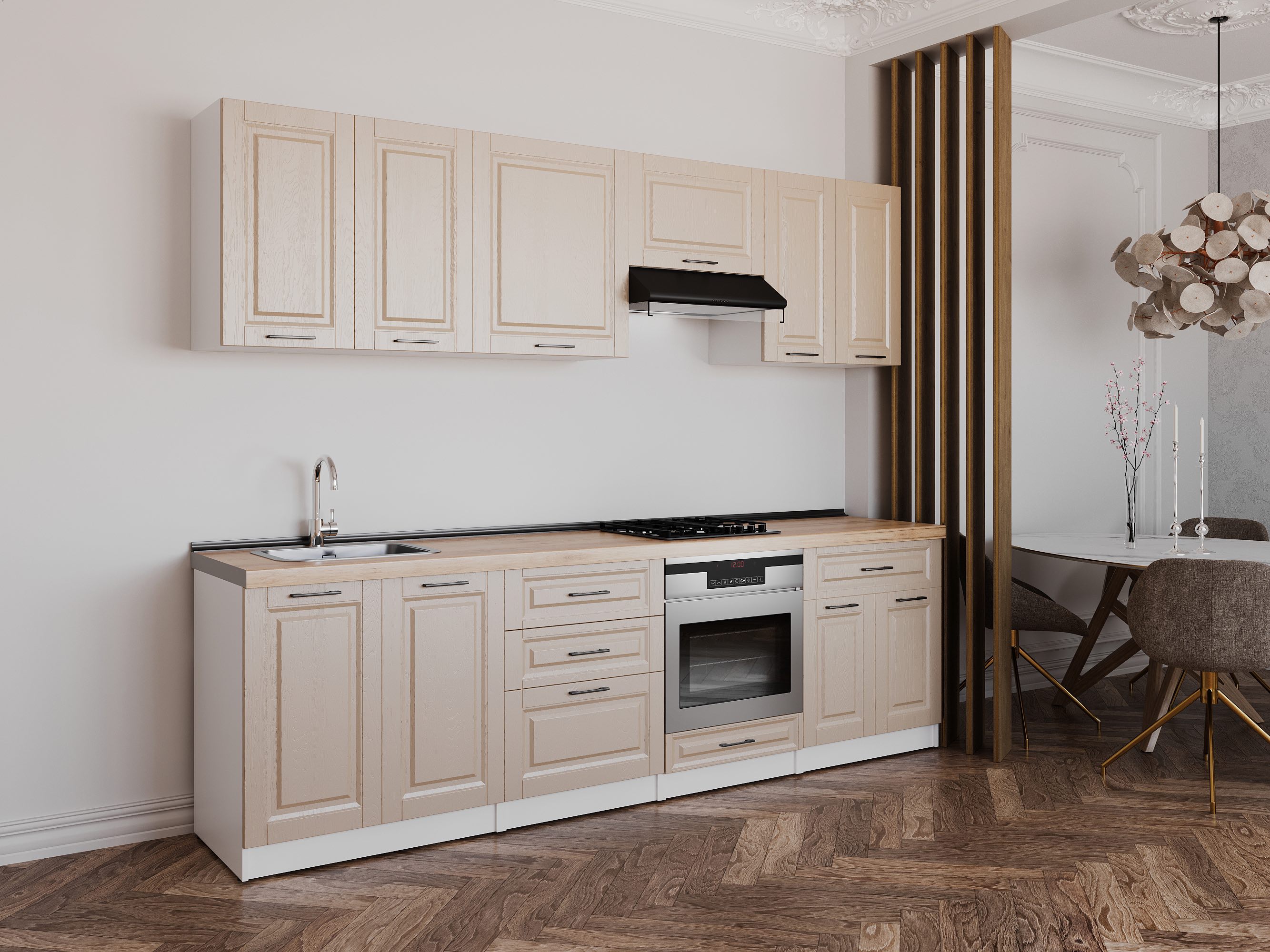 Кухонный гарнитур: Venera "B" Classic, Золотой Дуб, 270 см