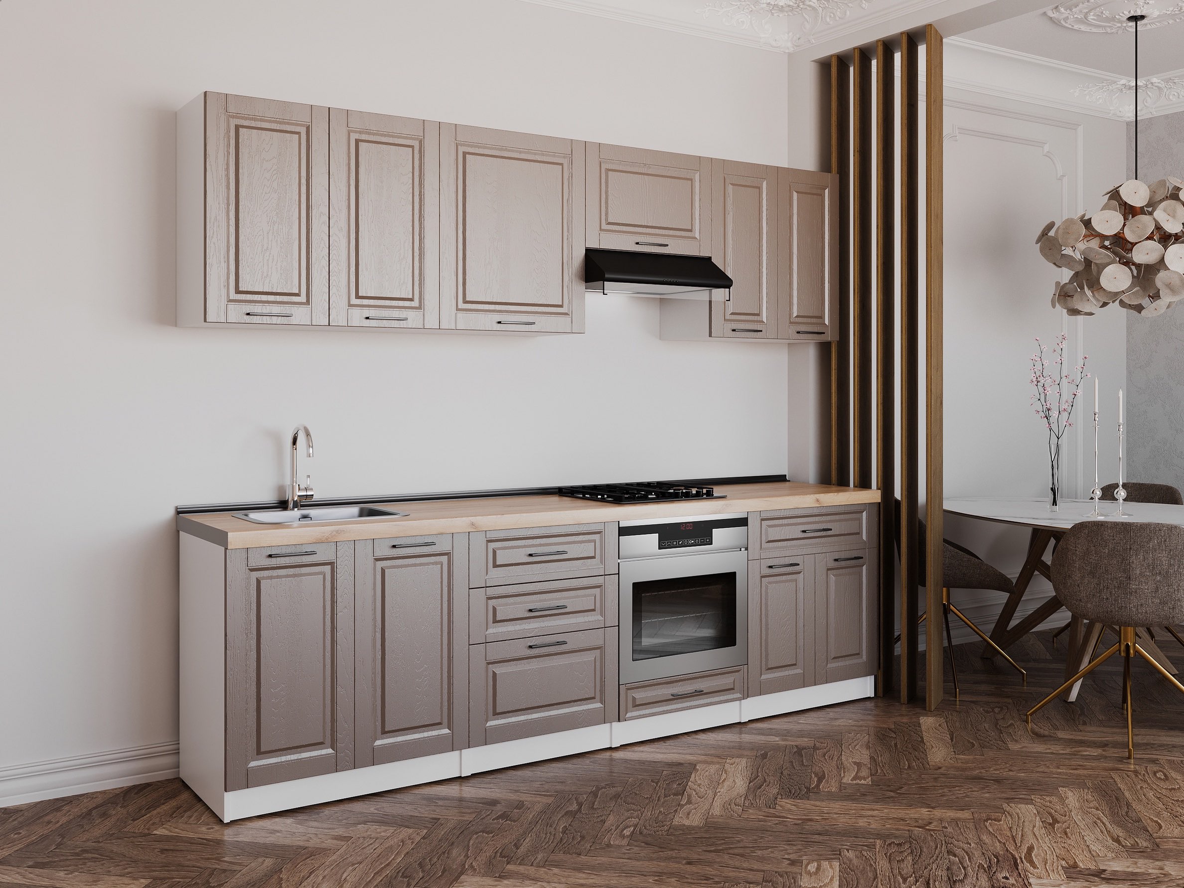 Кухонный гарнитур: Venera "B" Classic, Золотой Дуб, 270 см