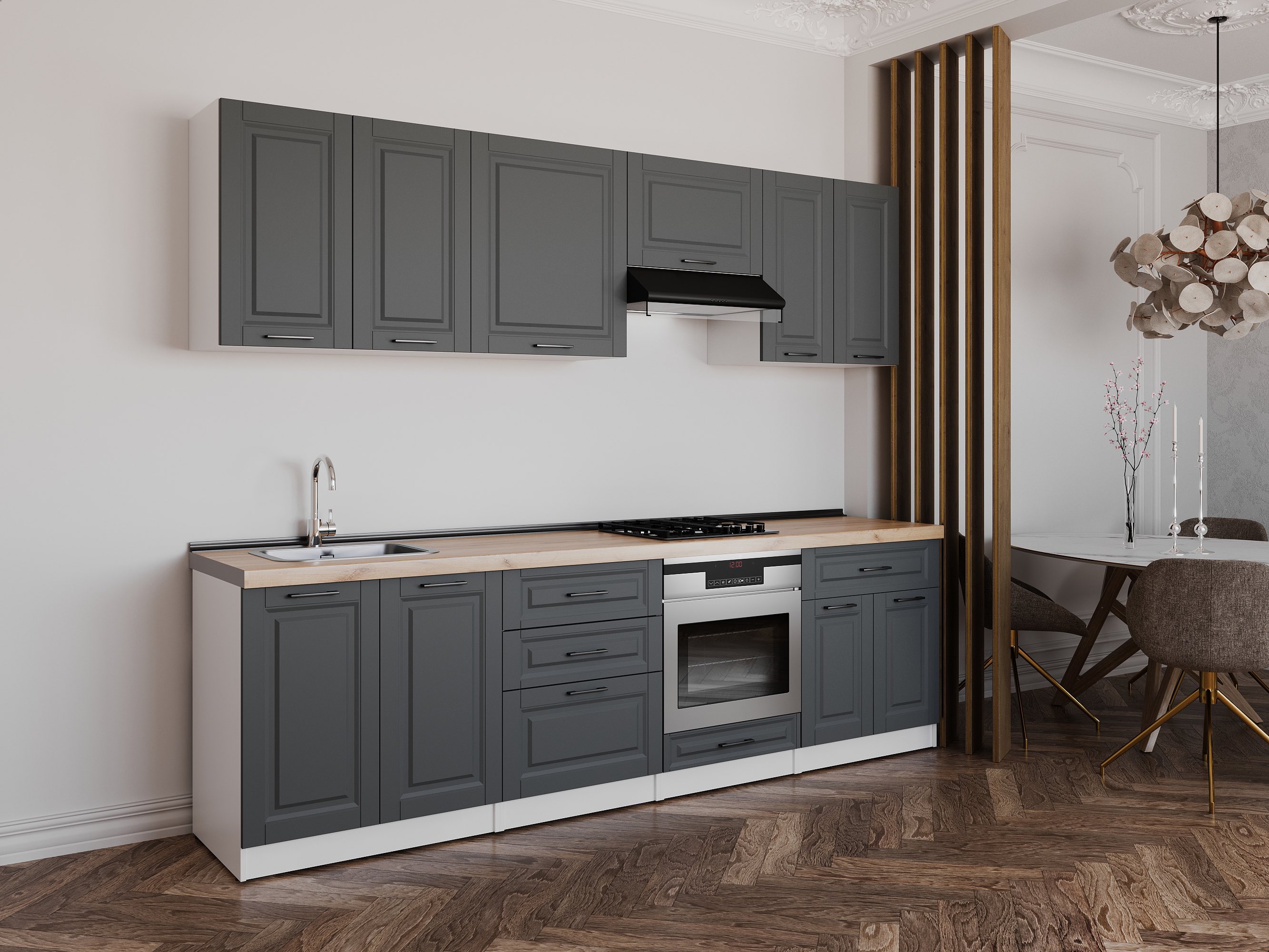 Кухонный гарнитур: Venera "B" Classic, Золотой Дуб, 270 см