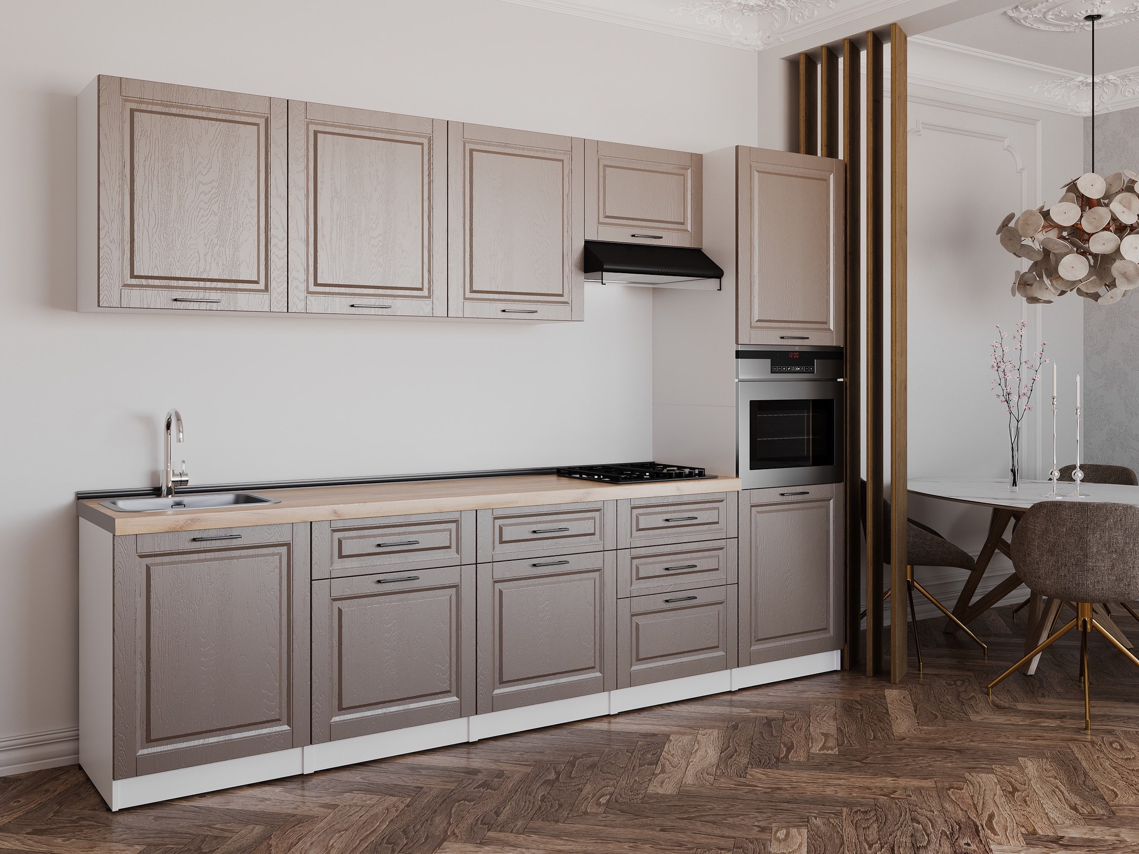 Kitchen: Valensia "A" Classic, Gold Oak, 300 cm