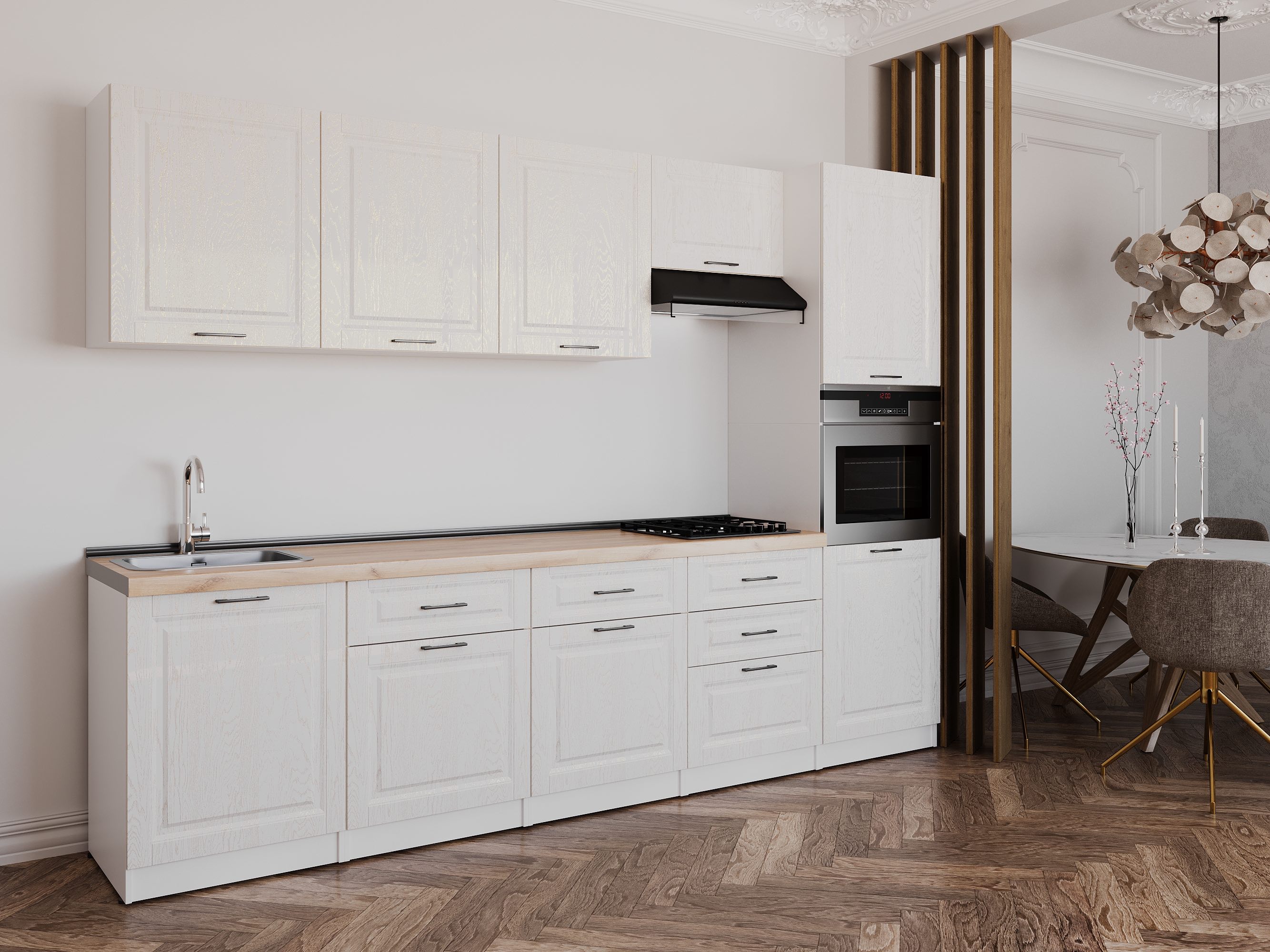 Kitchen: Valensia "A" Classic, Gold Oak, 300 cm