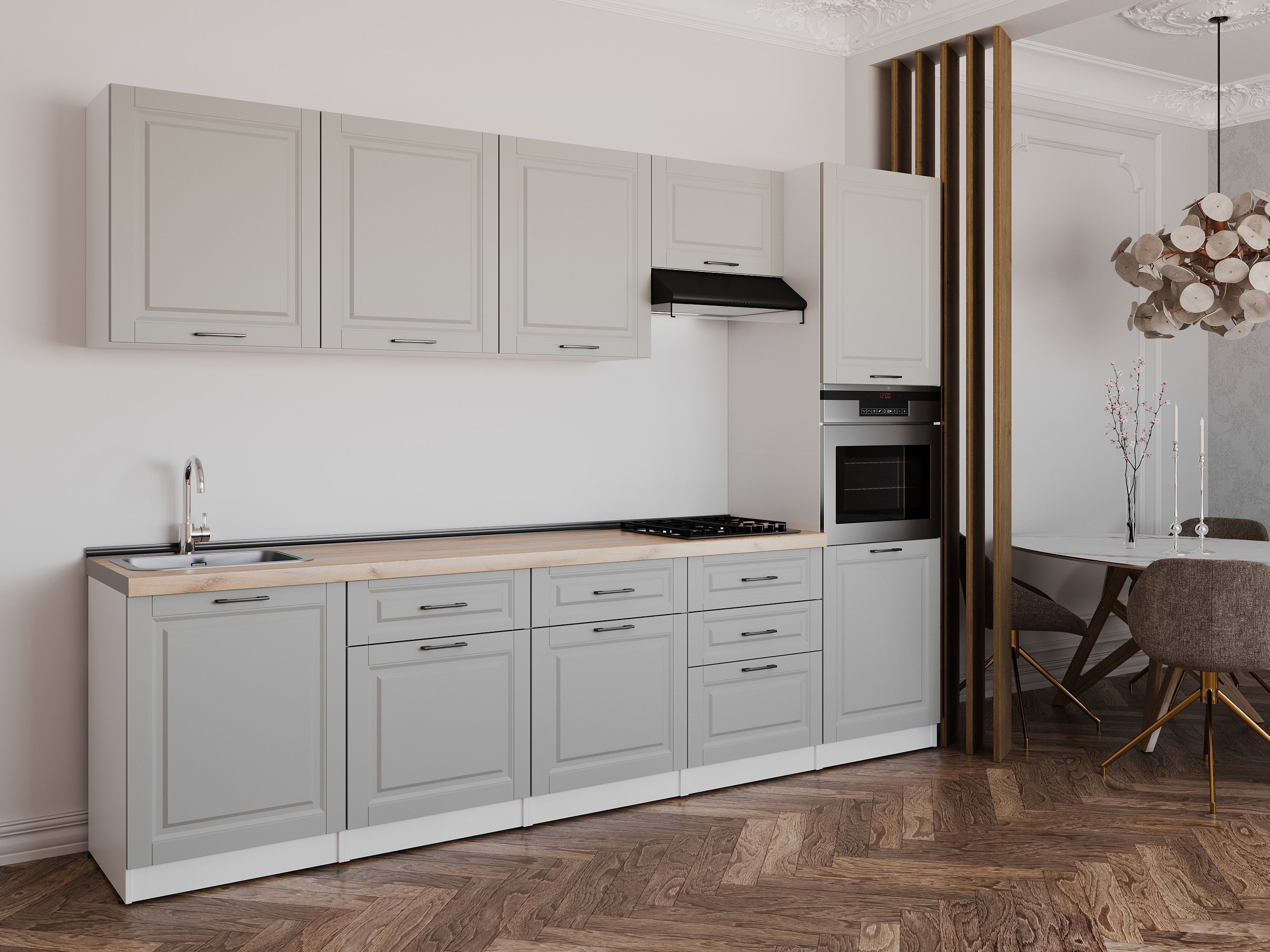Kitchen: Valensia "A" Classic, Gold Oak, 300 cm