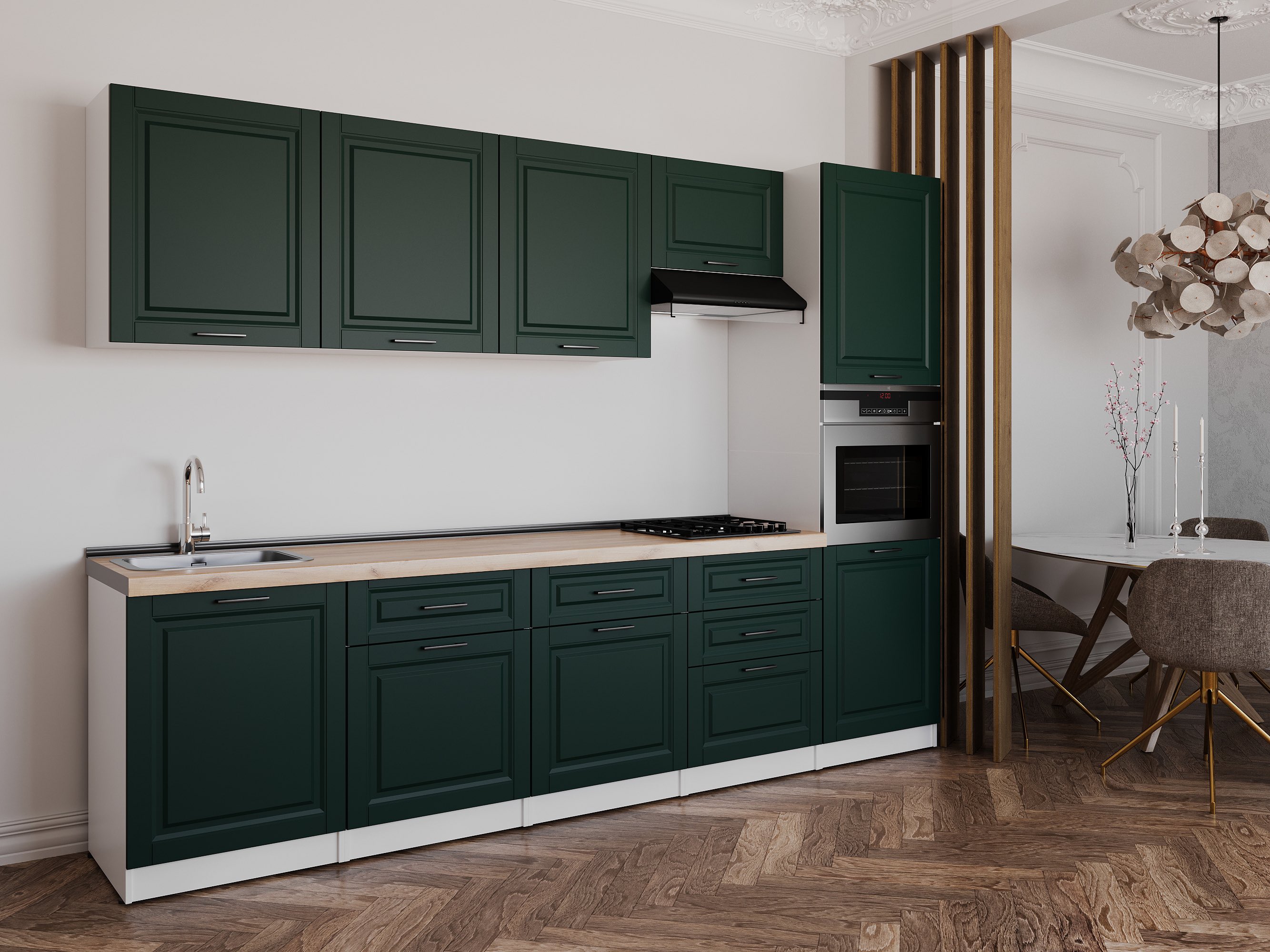 Kitchen: Valensia "A" Classic, Gold Oak, 300 cm