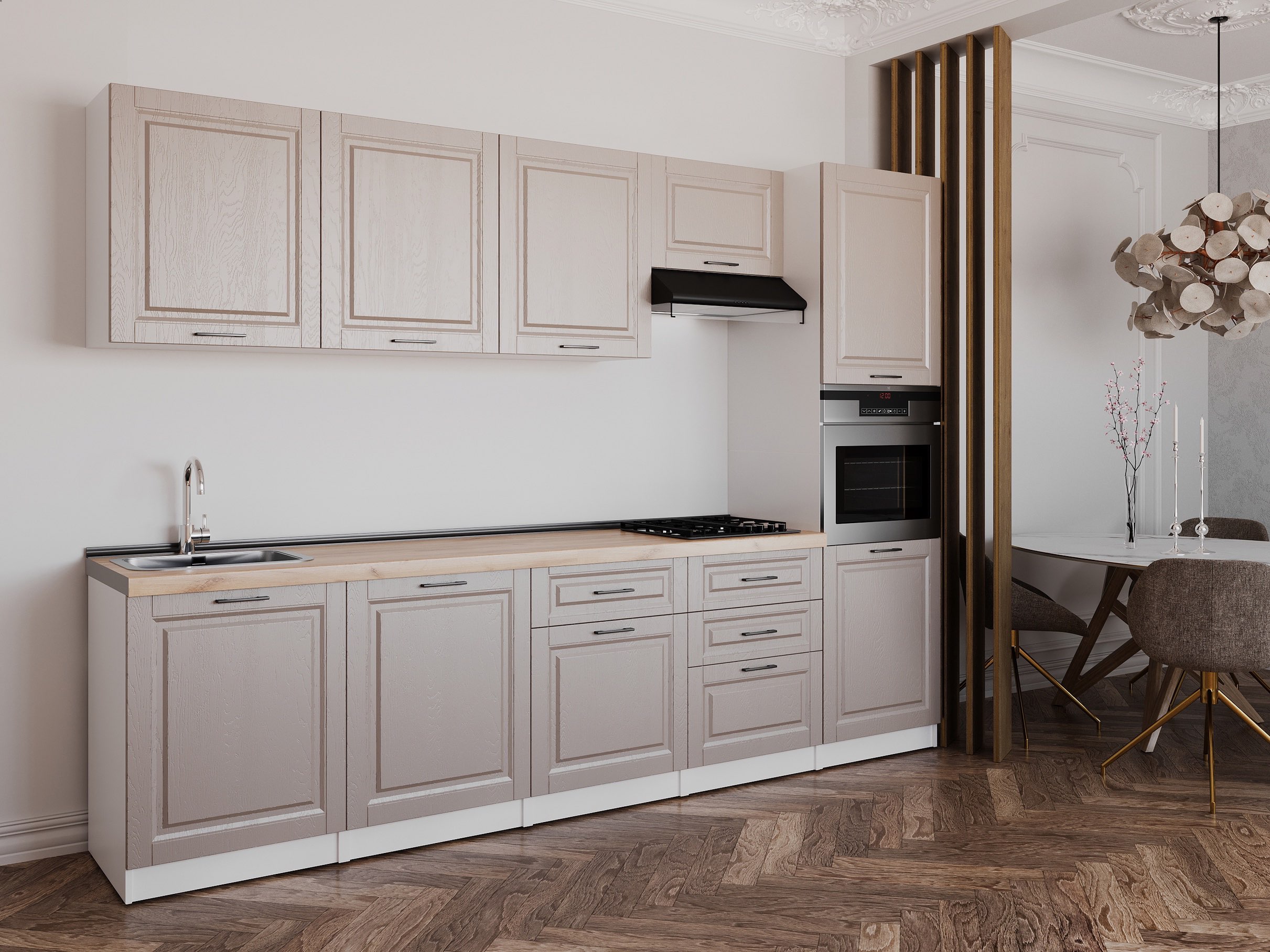 Kitchen: Valensia "B" Classic, Gold Oak, 300 cm