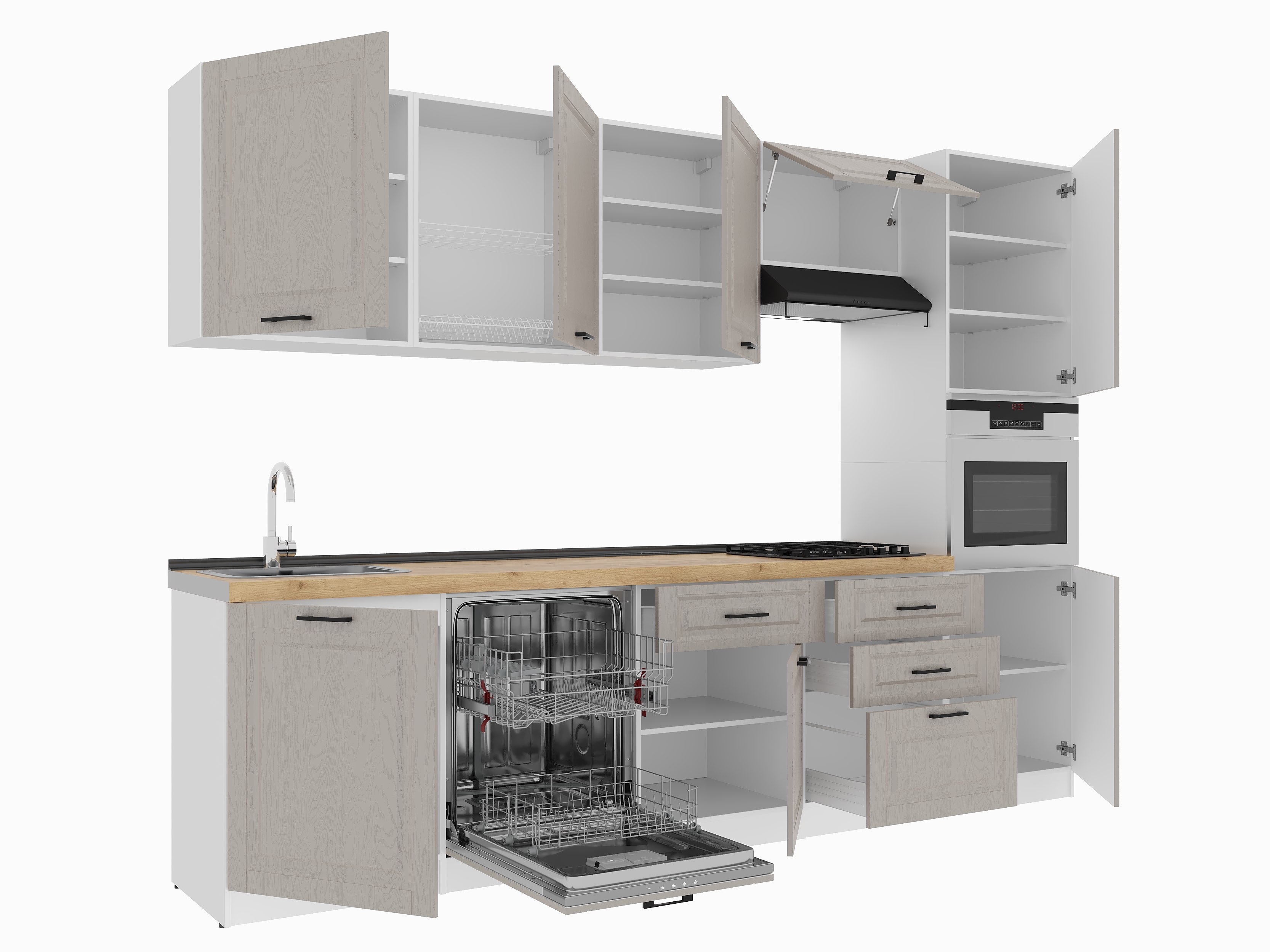 Kitchen: Valensia "B" Classic, Gold Oak, 300 cm
