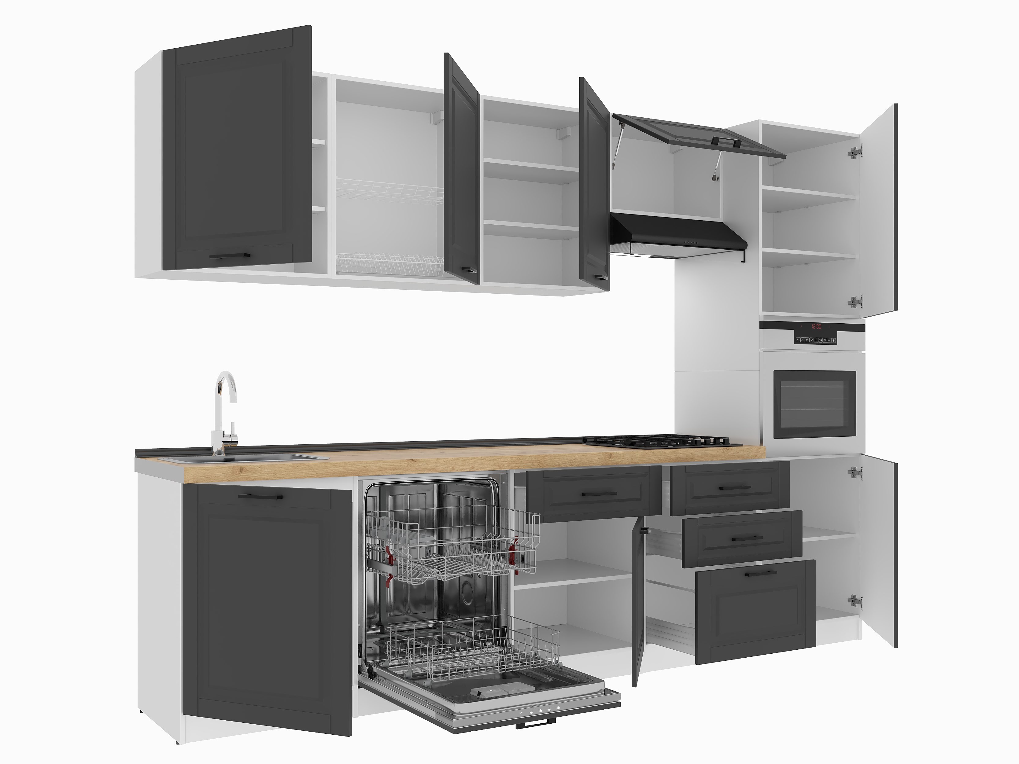 Kitchen: Valensia "B" Classic, Gold Oak, 300 cm