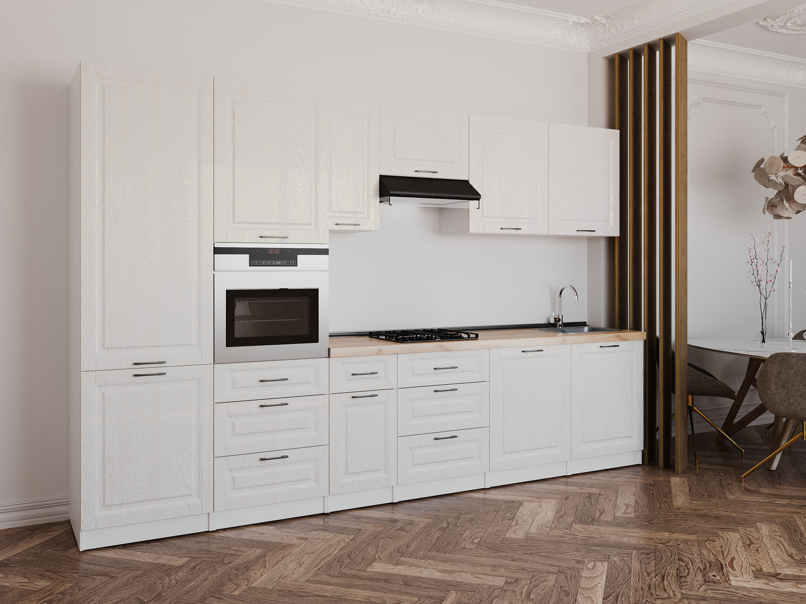 Kitchen: Sandra Classic, Gold Oak, 340 cm