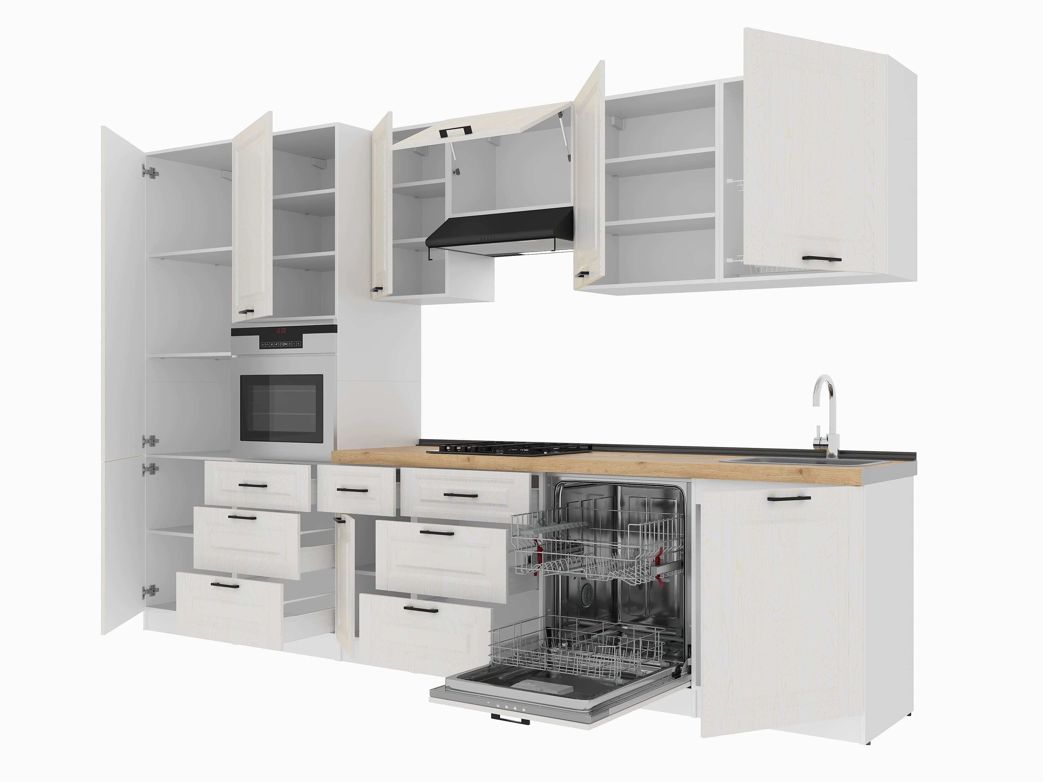 Kitchen: Sandra Classic, Gold Oak, 340 cm