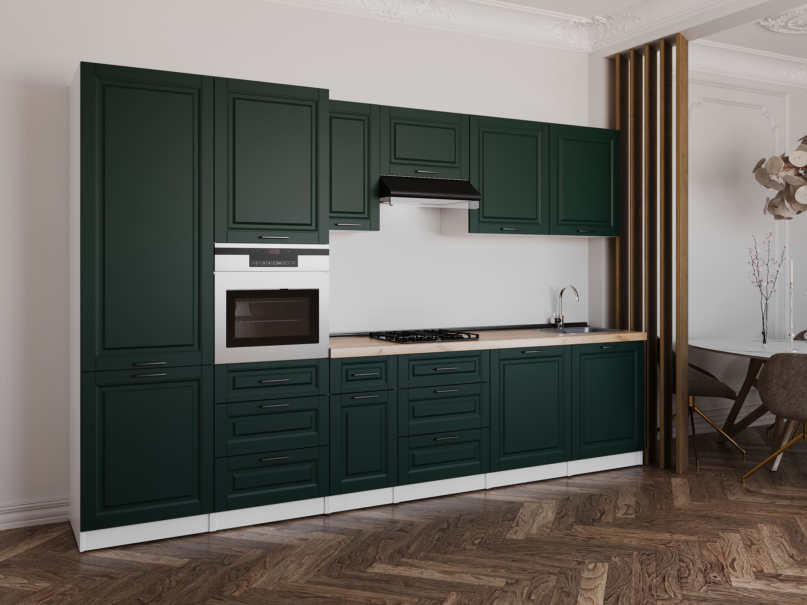 Kitchen: Sandra Classic, Gold Oak, 340 cm