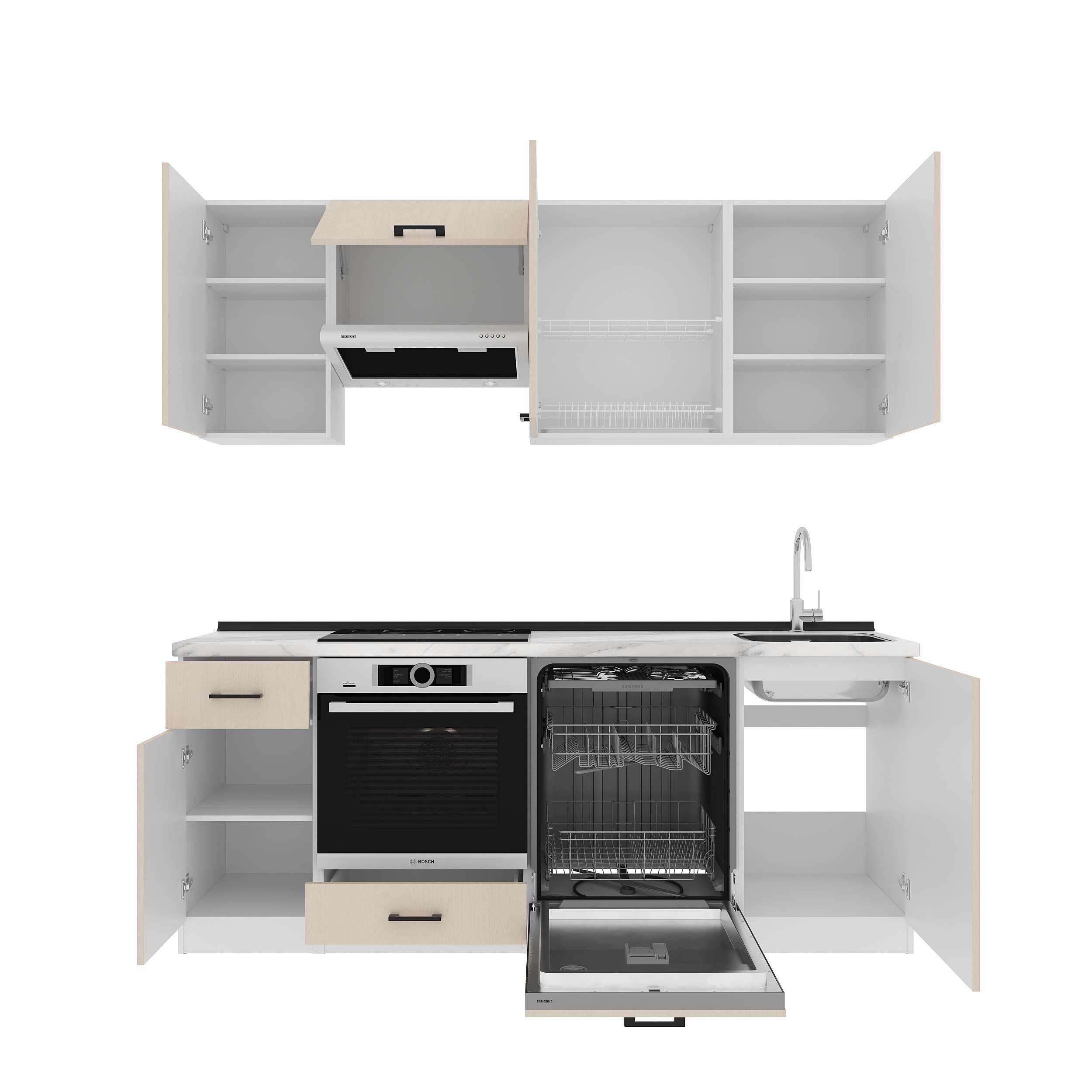 Кухонный гарнитур: Laguna "A" Modern, Мрамор, 210 см