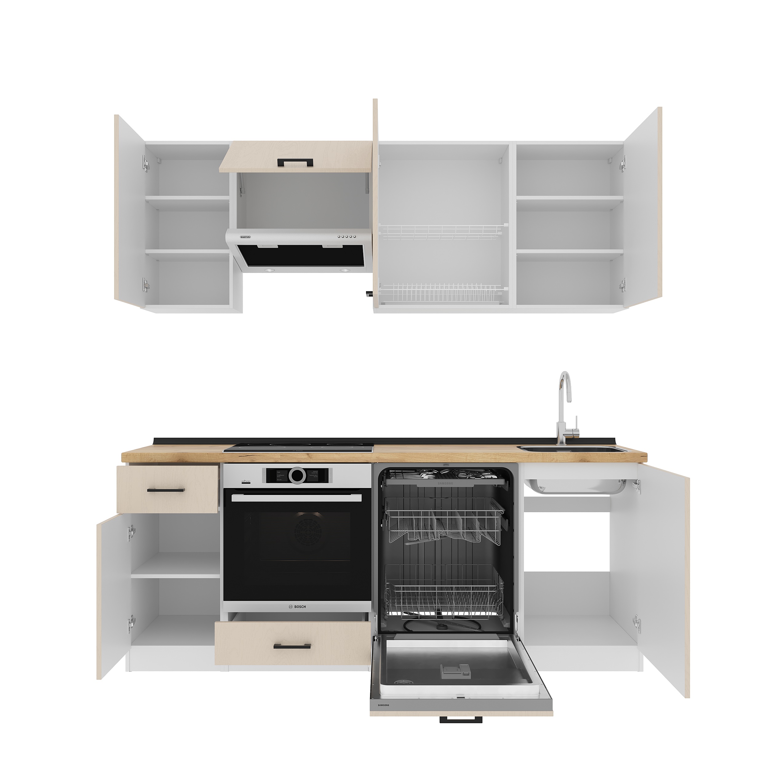 Set bucătărie: Laguna "A" Modern, Stejar Auriu, 210 cm