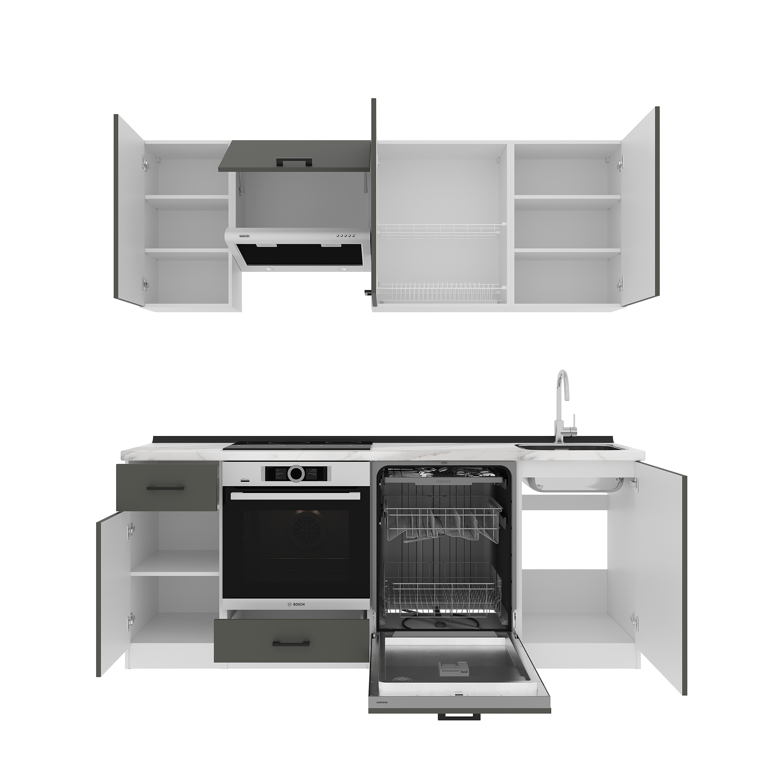 Set bucătărie: Laguna "A" Modern, Marmură, 210 cm