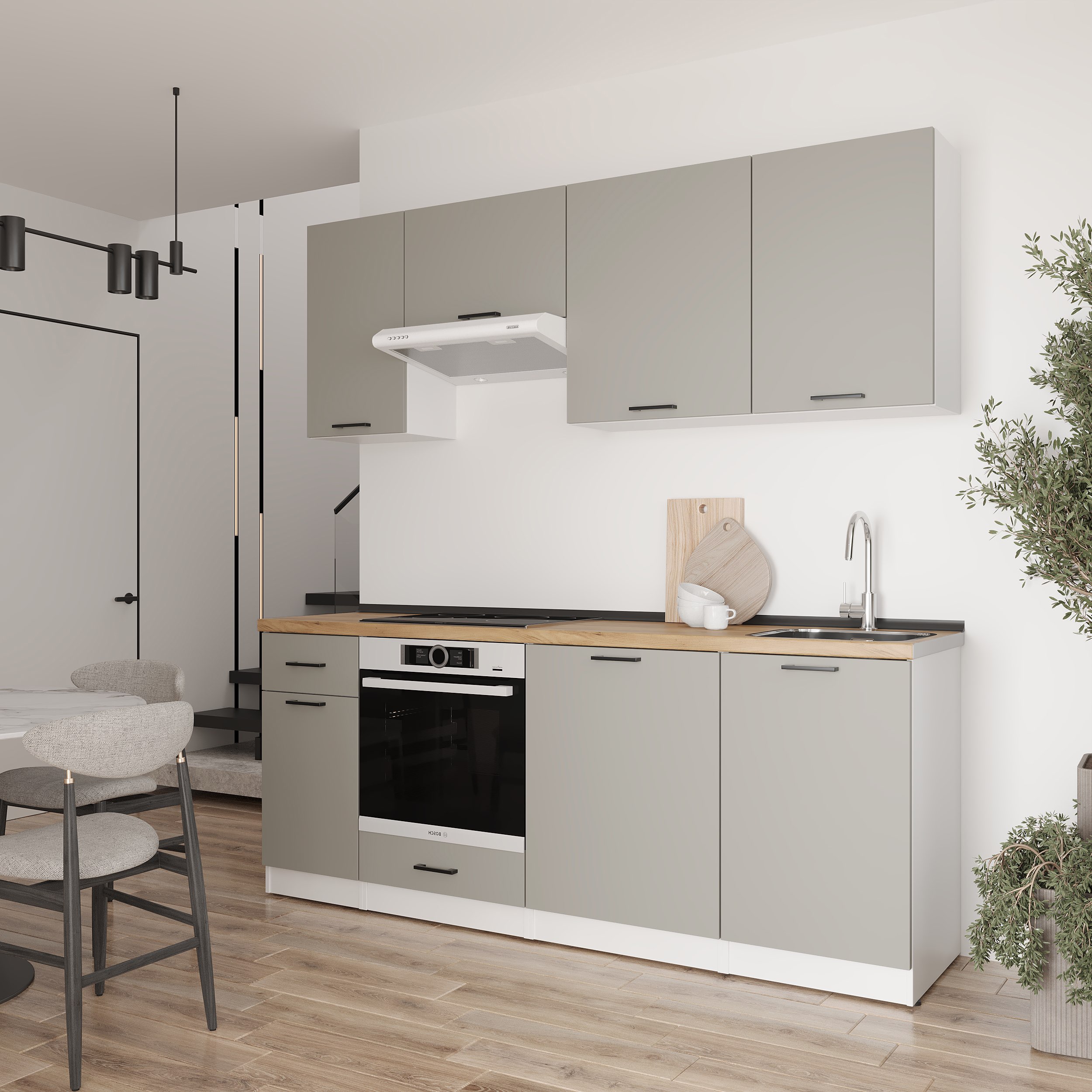 Set bucătărie: Laguna "A" Modern, Stejar Auriu, 210 cm