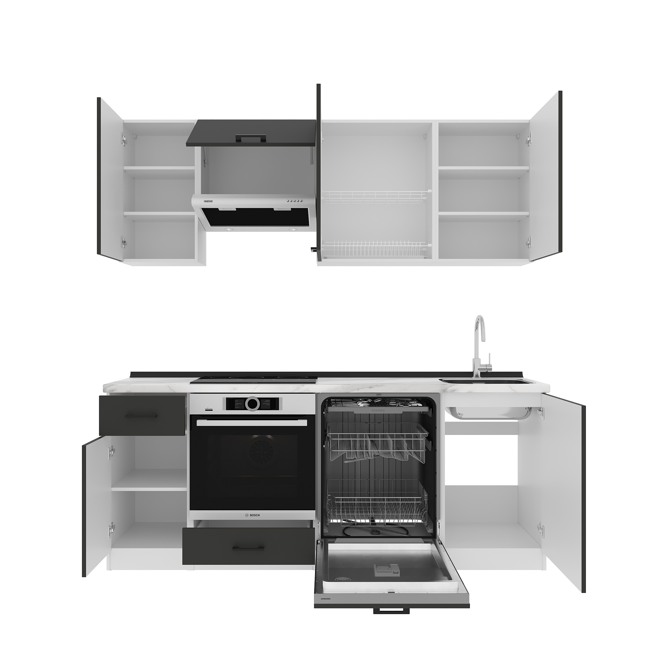 Кухонный гарнитур: Laguna "A" Modern, Мрамор, 210 см