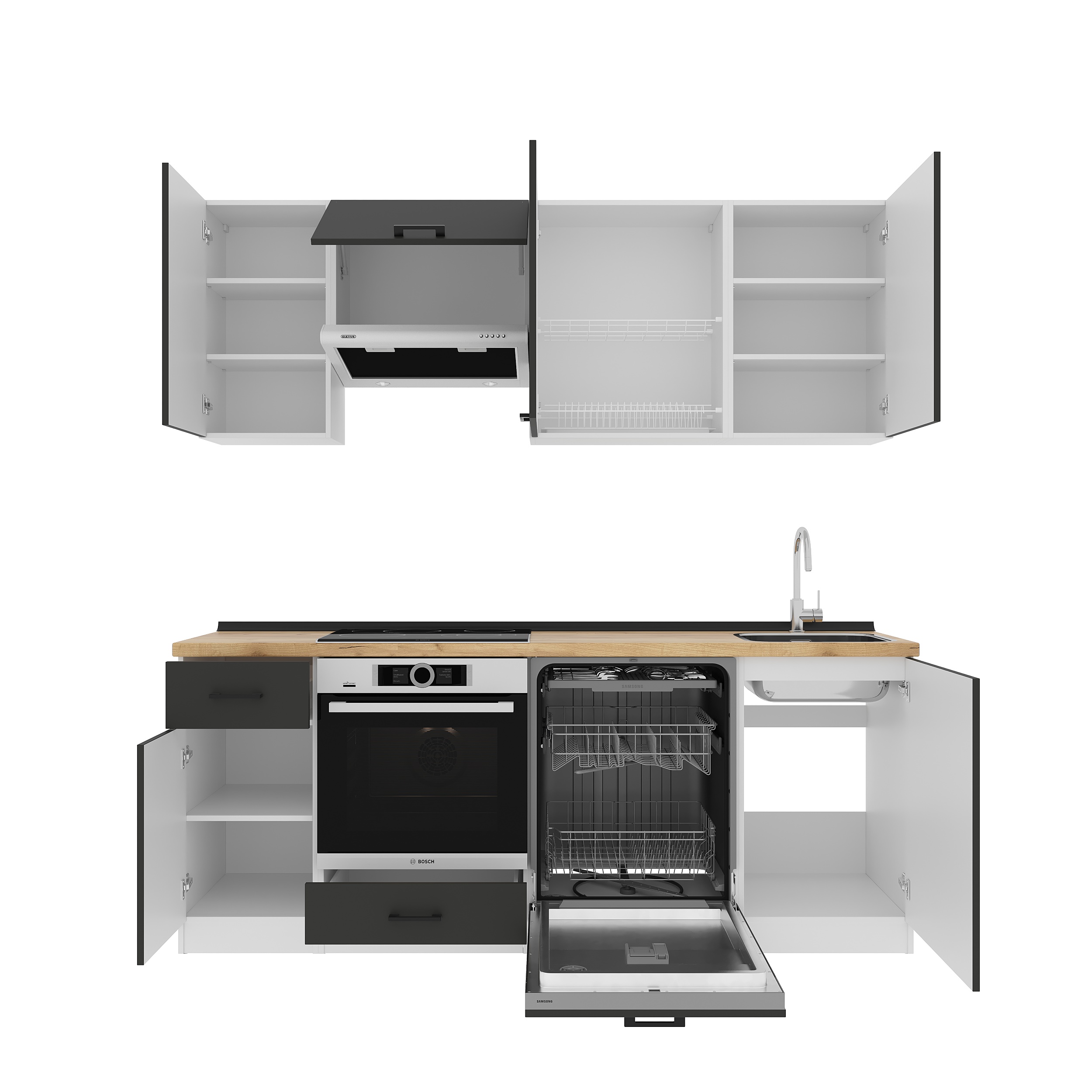 Кухонный гарнитур: Laguna "A" Modern, Золотой Дуб, 210 см