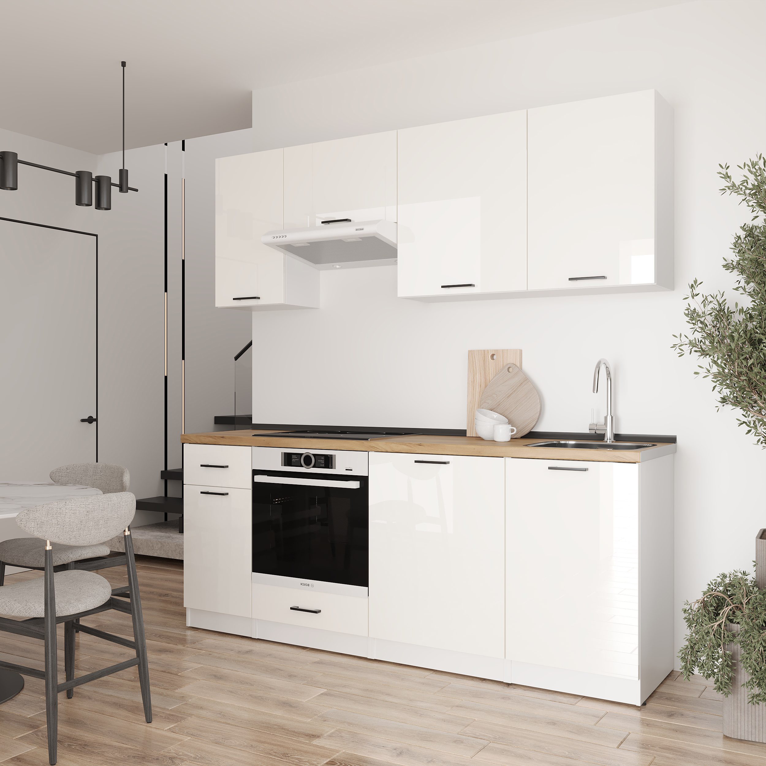 Set bucătărie: Laguna "A" Modern, Stejar Auriu, 210 cm