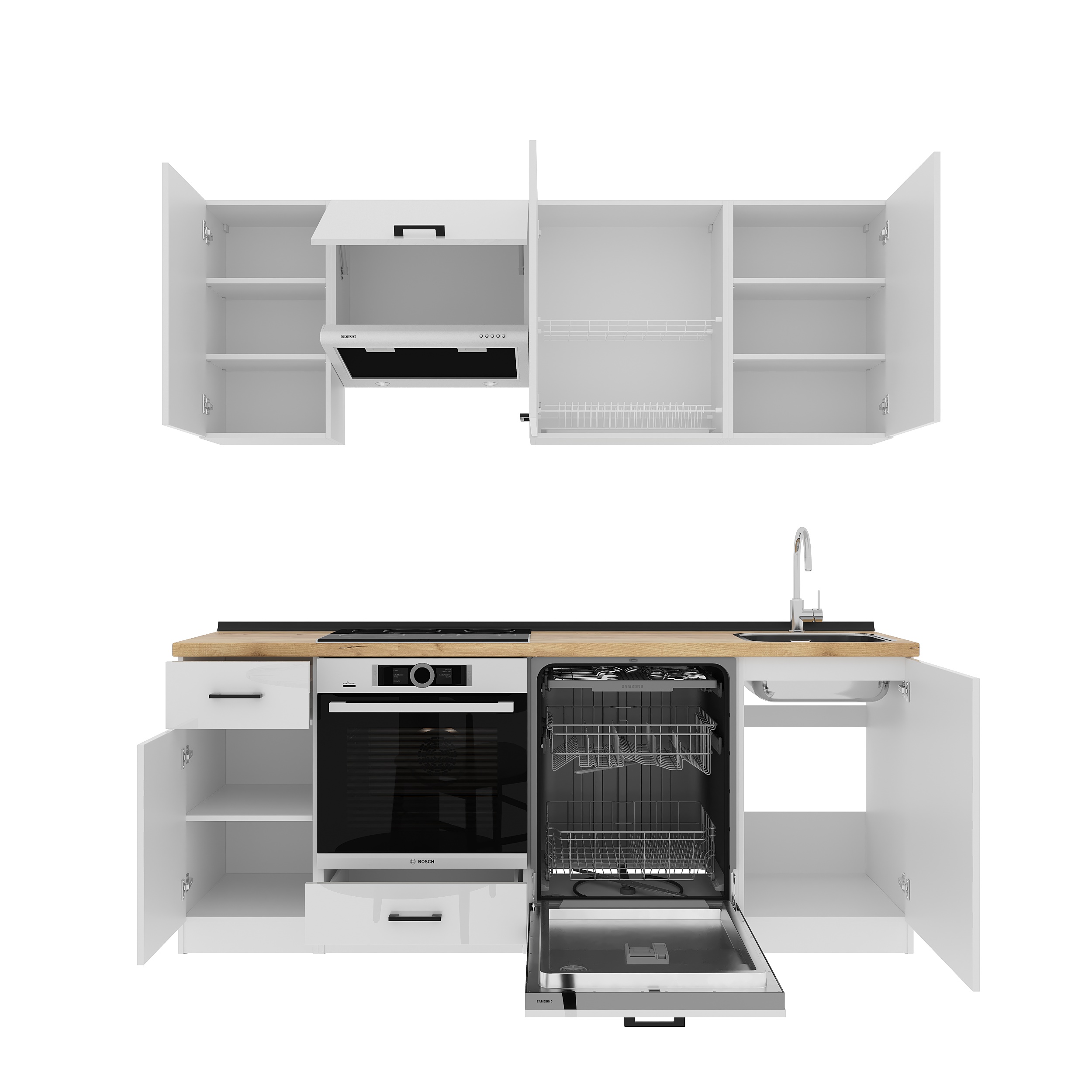 Set bucătărie: Laguna "A" Modern, Stejar Auriu, 210 cm