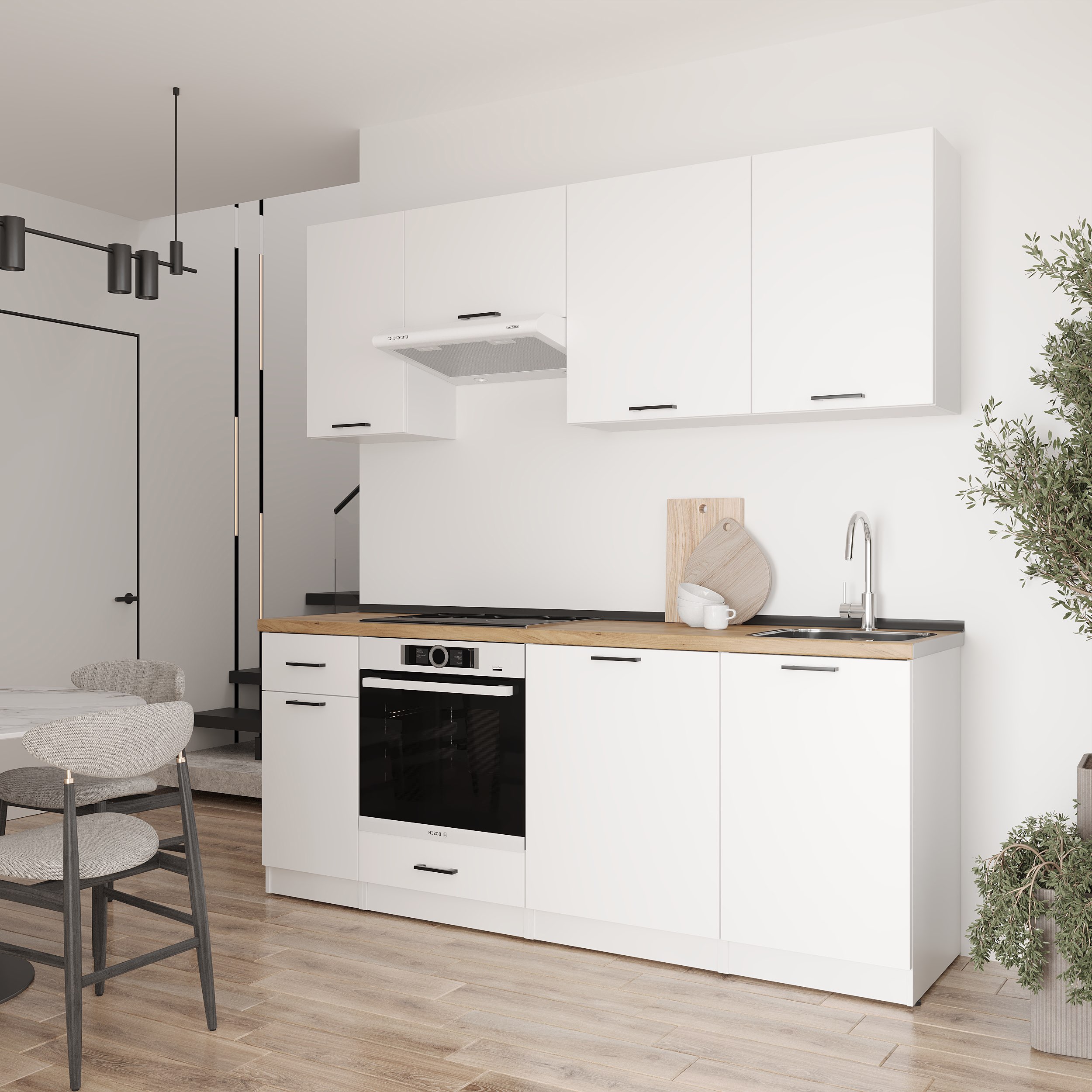 Set bucătărie: Laguna "A" Modern, Stejar Auriu, 210 cm
