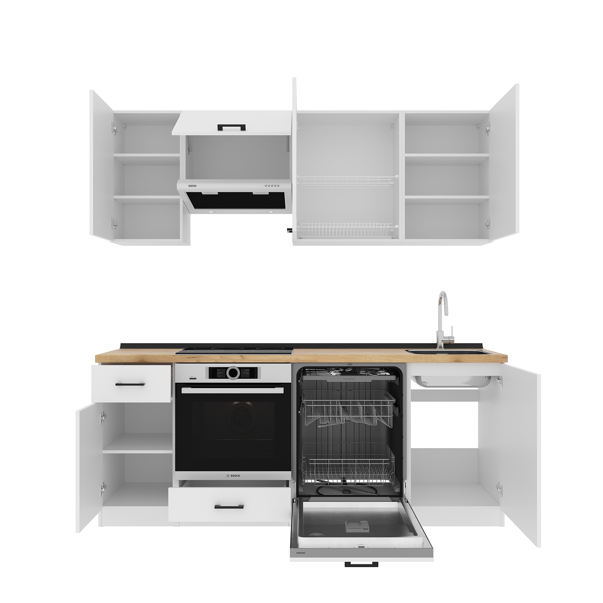 Set bucătărie: Laguna "A" Modern, Stejar Auriu, 210 cm