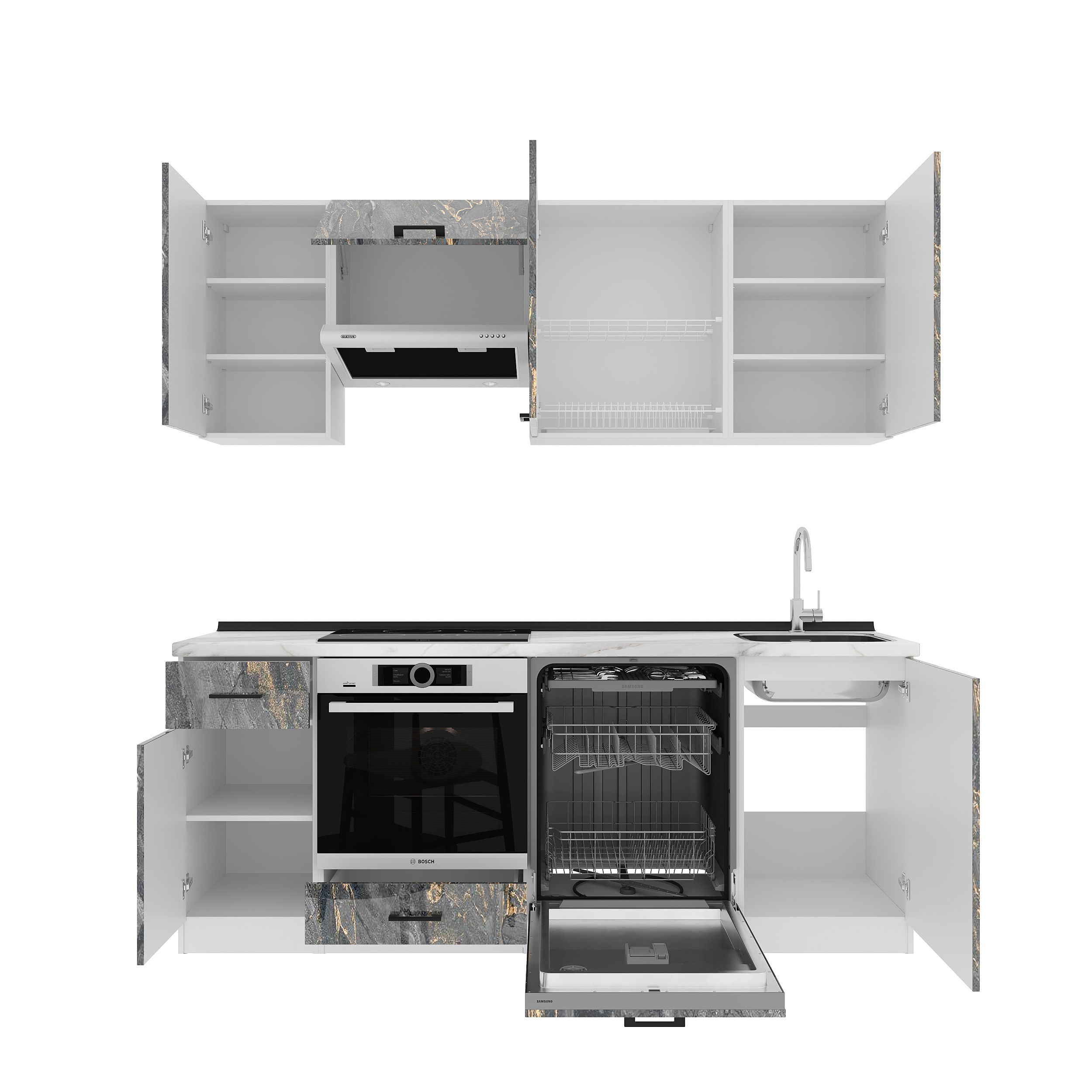 Set bucătărie: Laguna "A" Modern, Marmură, 210 cm