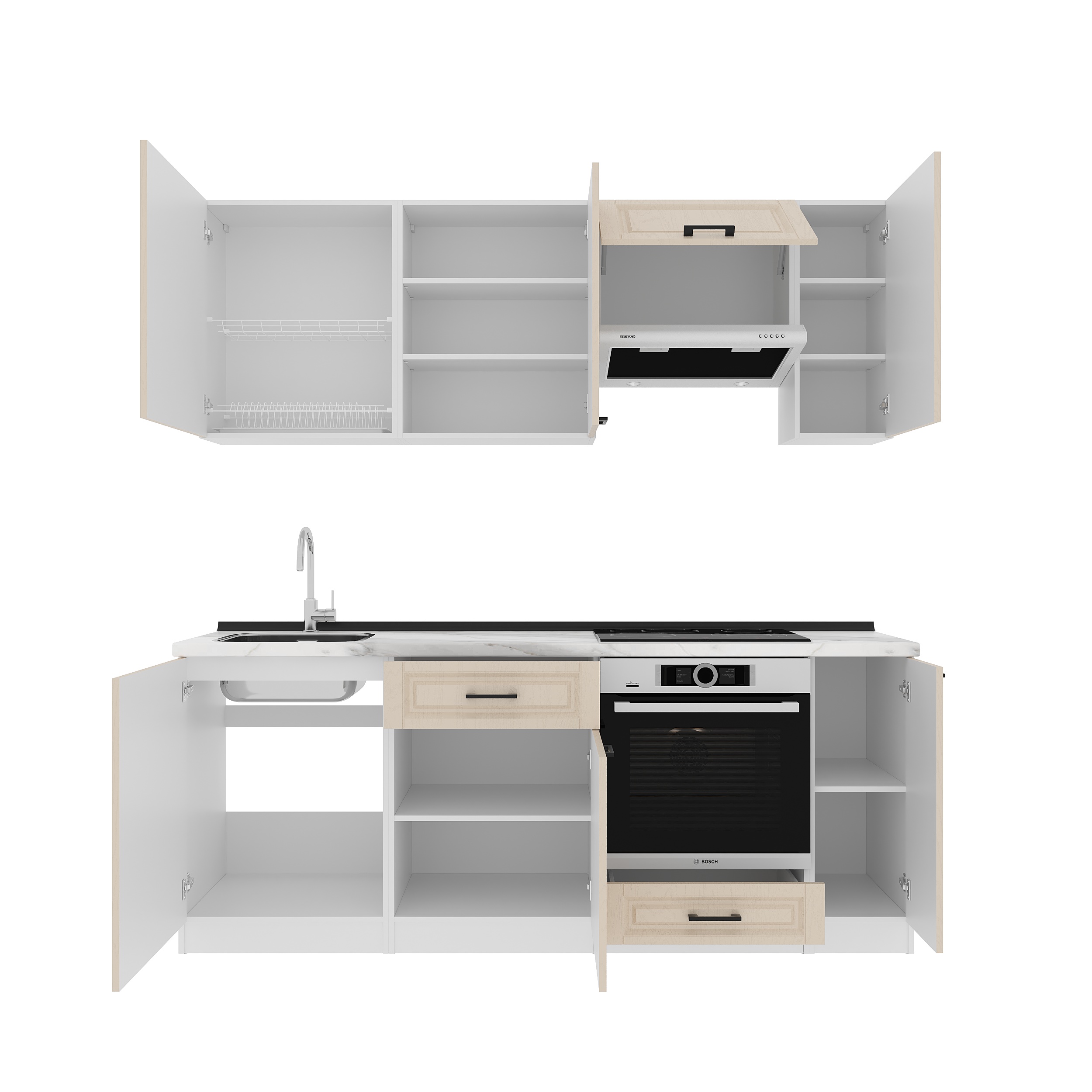 Кухонный гарнитур: Laguna "B" Classic, Мрамор, 210 см