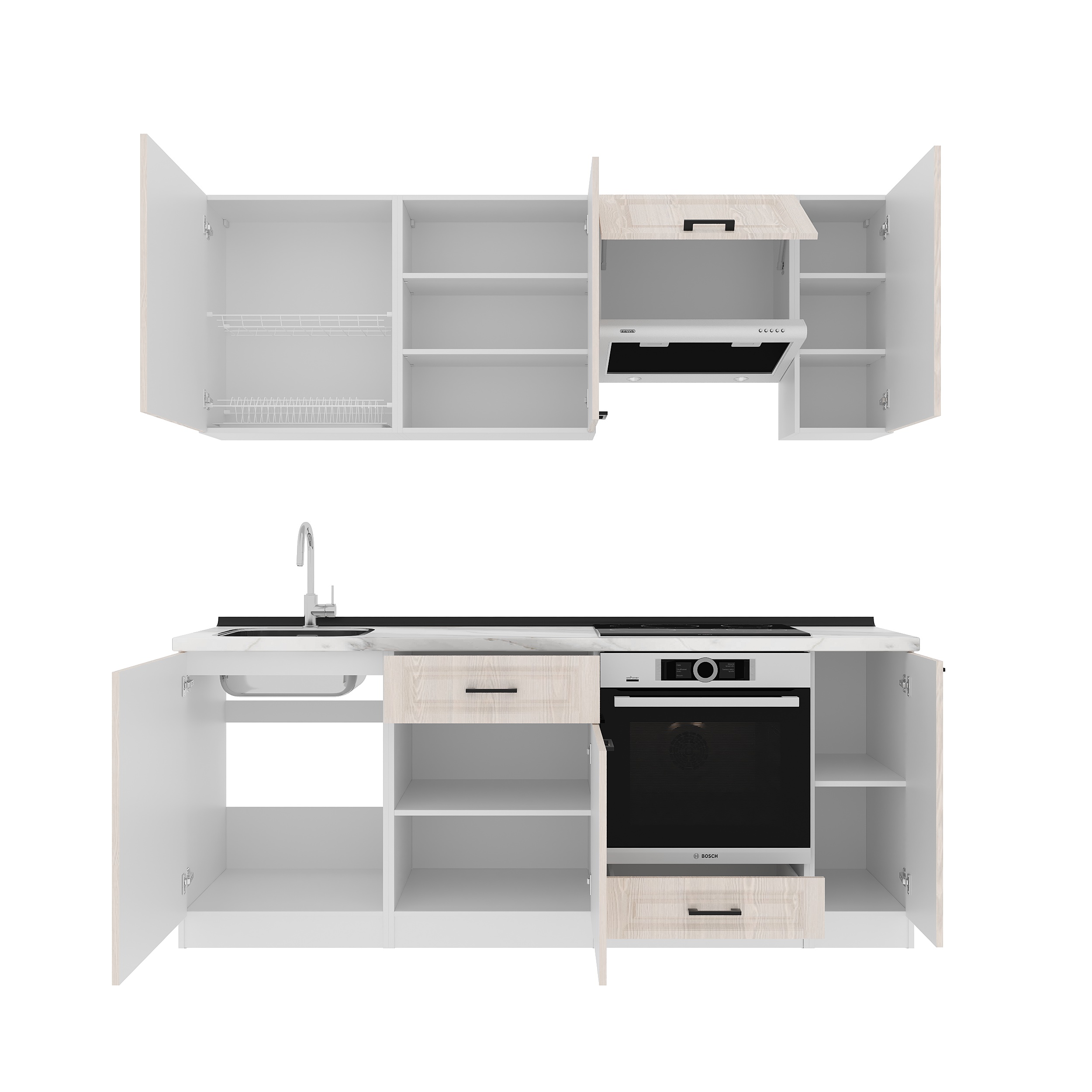 Кухонный гарнитур: Laguna "B" Classic, Мрамор, 210 см
