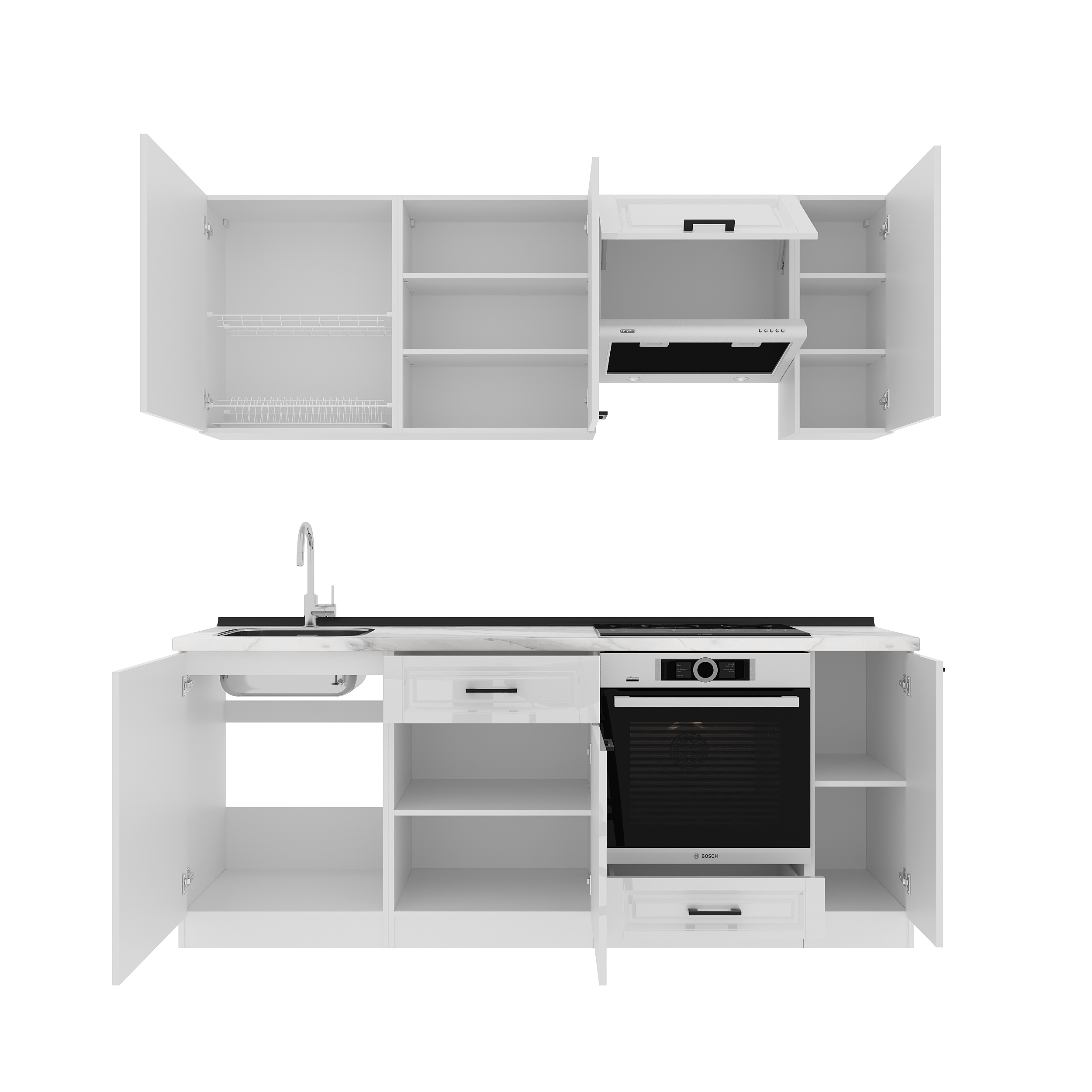 Кухонный гарнитур: Laguna "B" Classic, Мрамор, 210 см