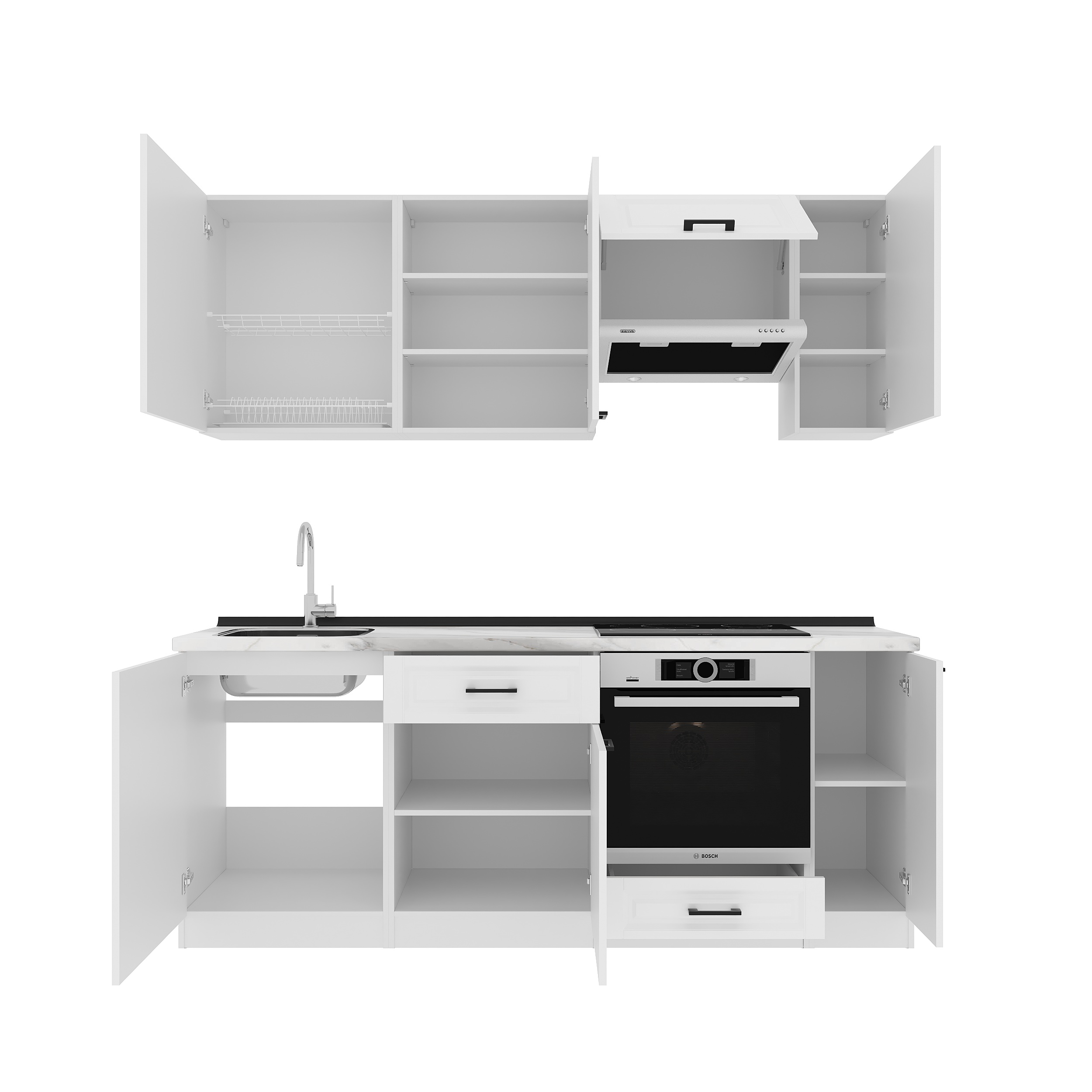 Кухонный гарнитур: Laguna "B" Classic, Мрамор, 210 см