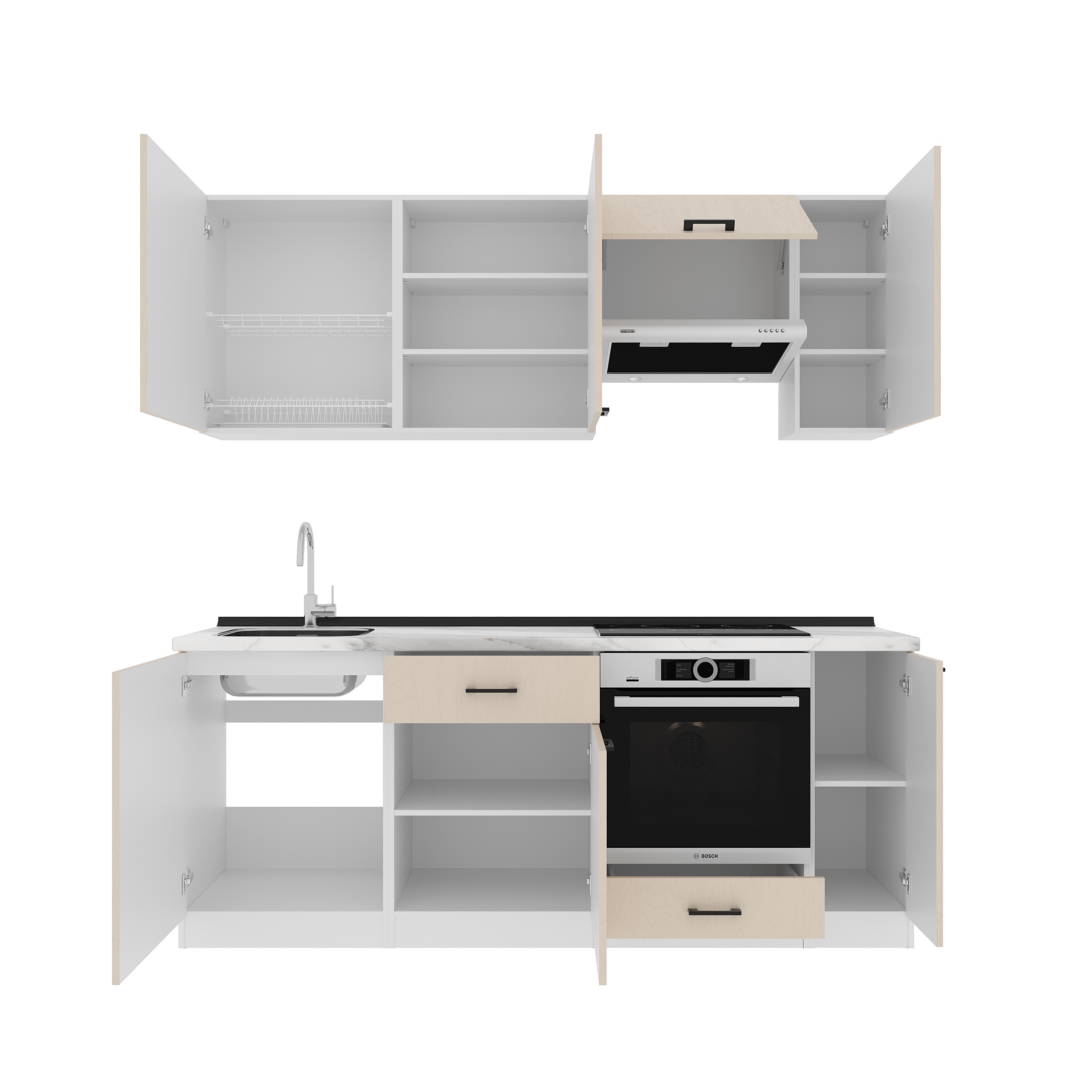 Кухонный гарнитур: Laguna "B" Modern, Мрамор, 210 см
