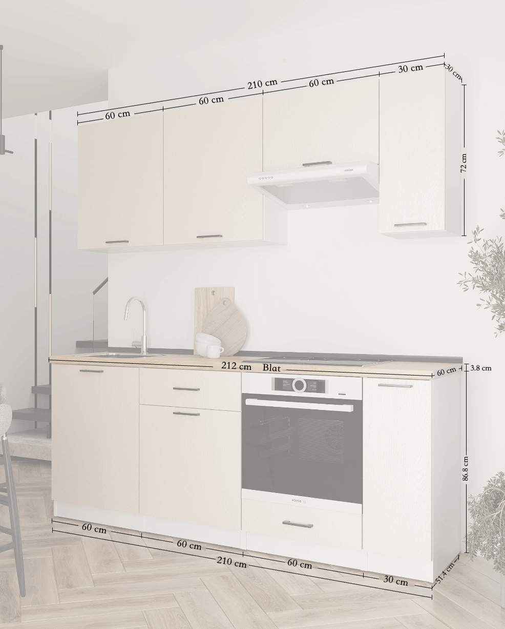 Кухонный гарнитур: Laguna "B" Modern, Золотой Дуб, 210 см