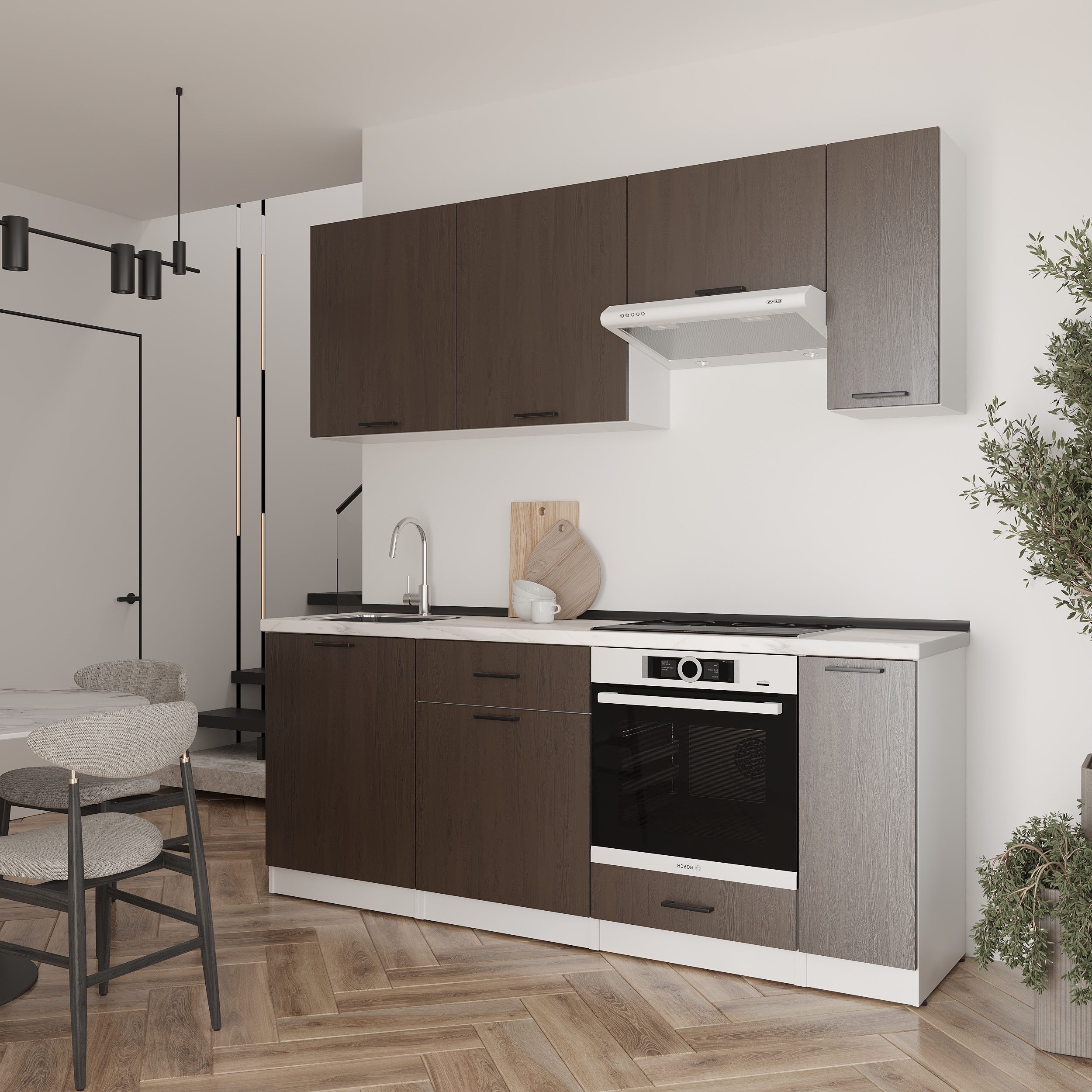Кухонный гарнитур: Laguna "B" Modern, Мрамор, 210 см