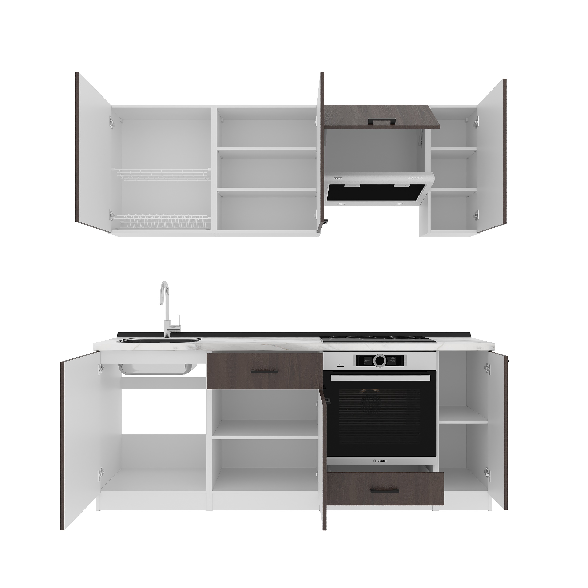 Кухонный гарнитур: Laguna "B" Modern, Мрамор, 210 см