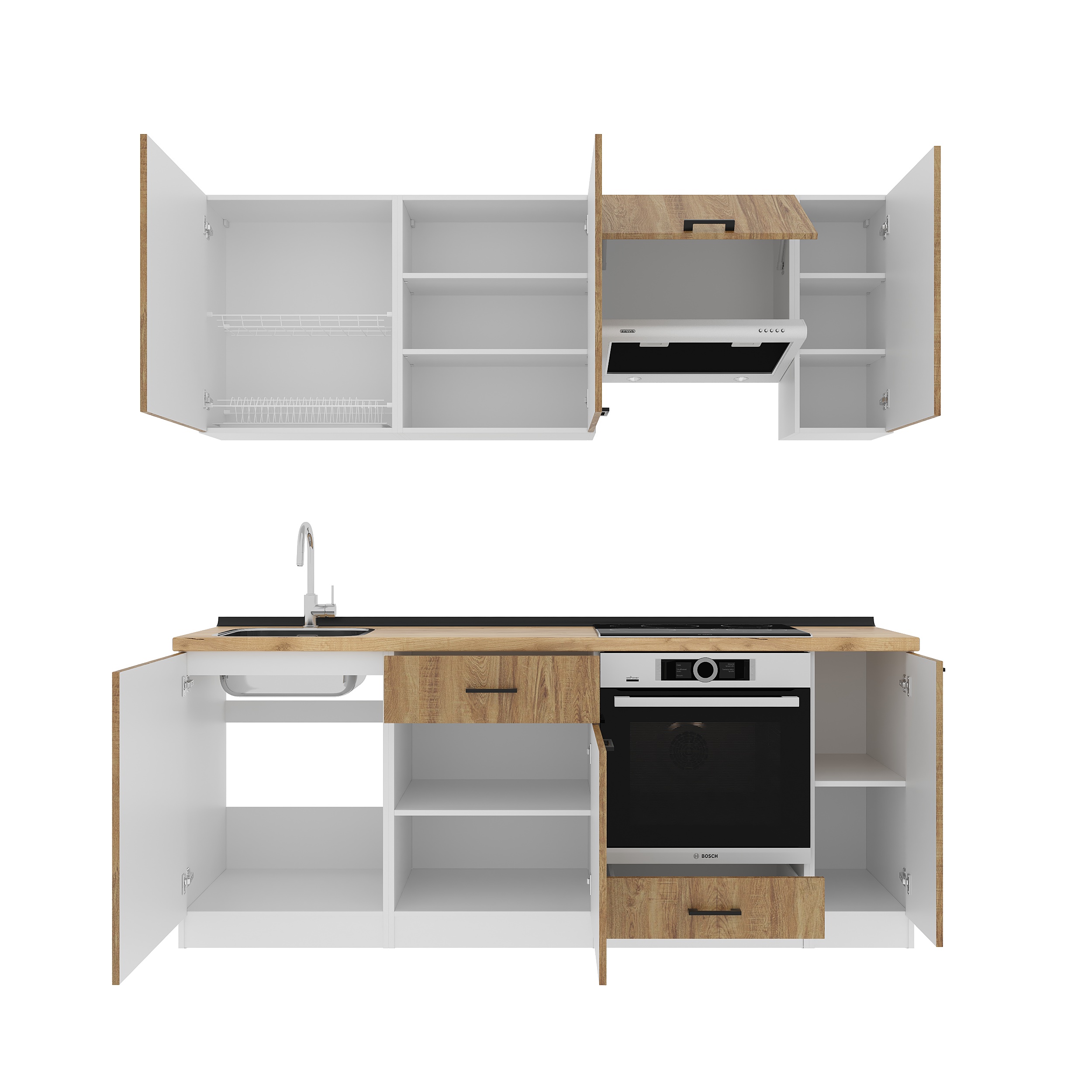 Set bucătărie: Laguna "B" Modern, Stejar Auriu, 210 cm