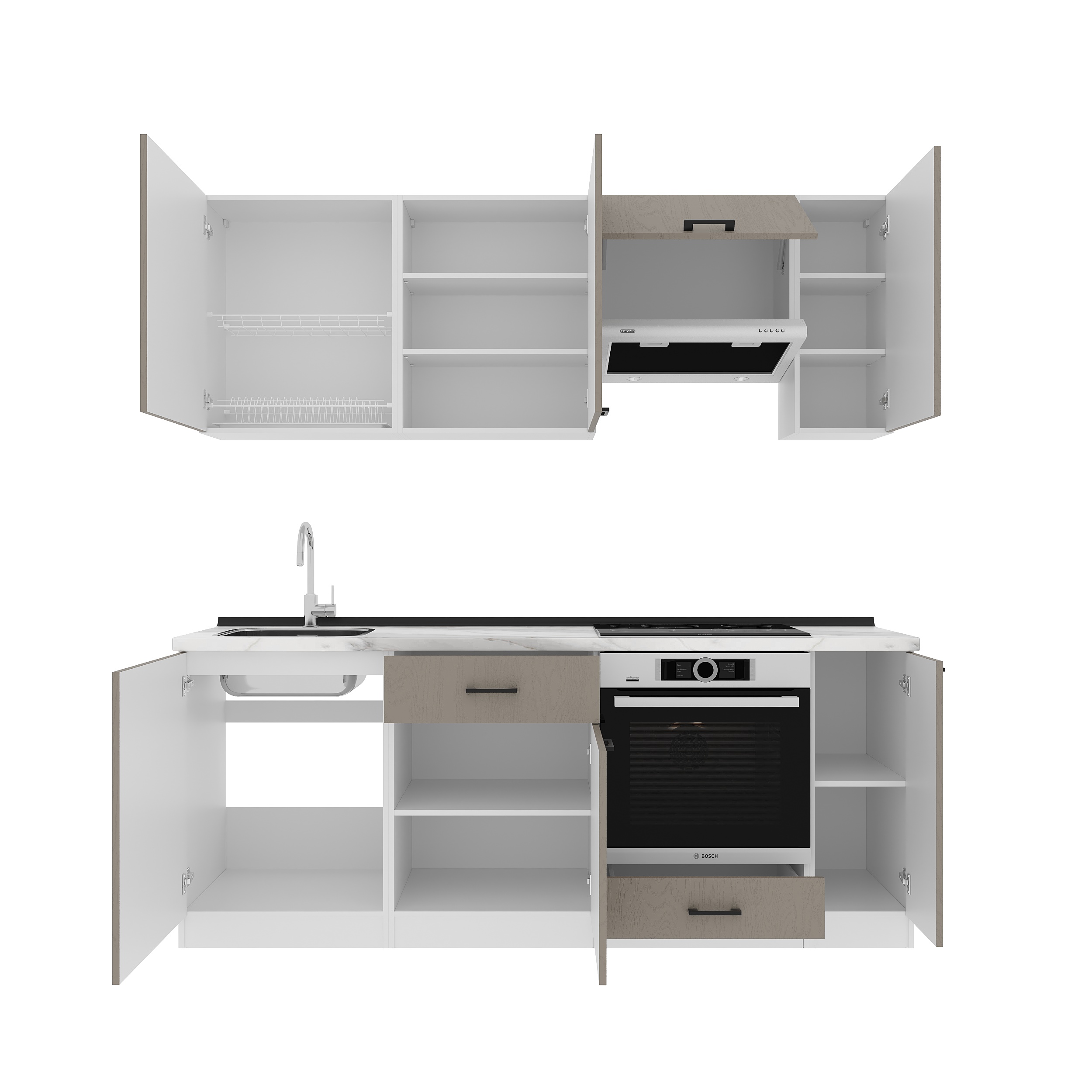 Кухонный гарнитур: Laguna "B" Modern, Мрамор, 210 см
