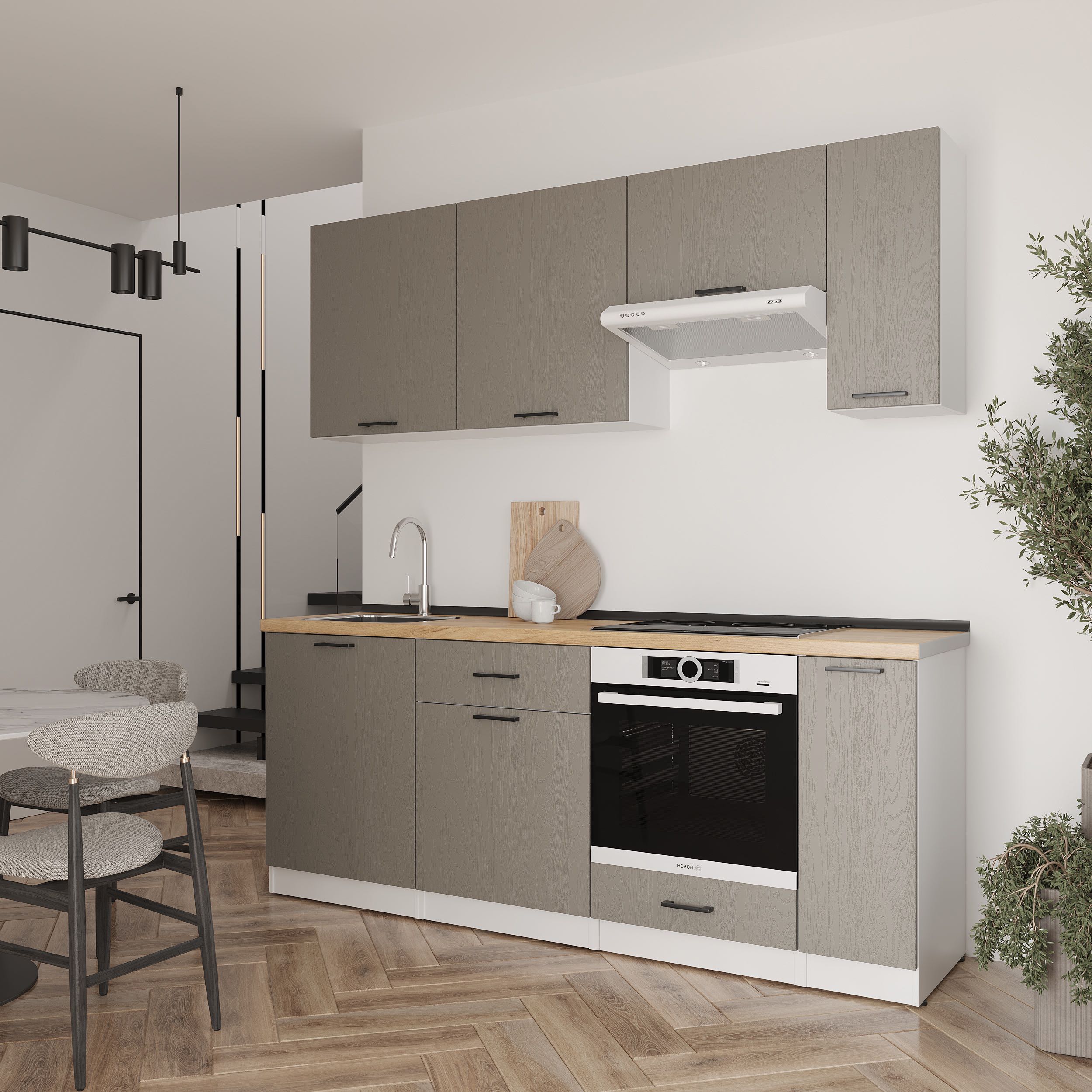 Set bucătărie: Laguna "B" Modern, Stejar Auriu, 210 cm