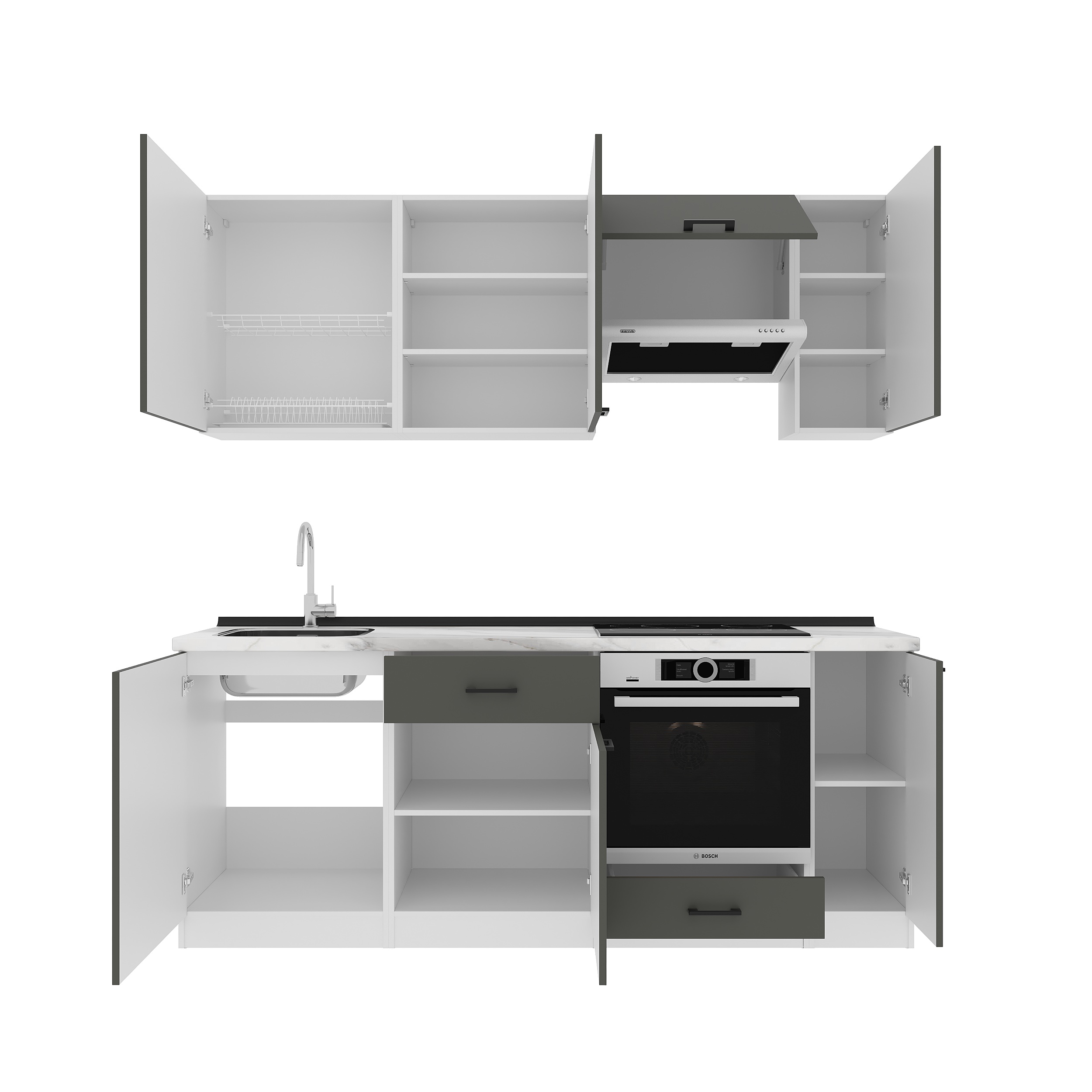 Set bucătărie: Laguna "B" Modern, Marmură, 210 cm