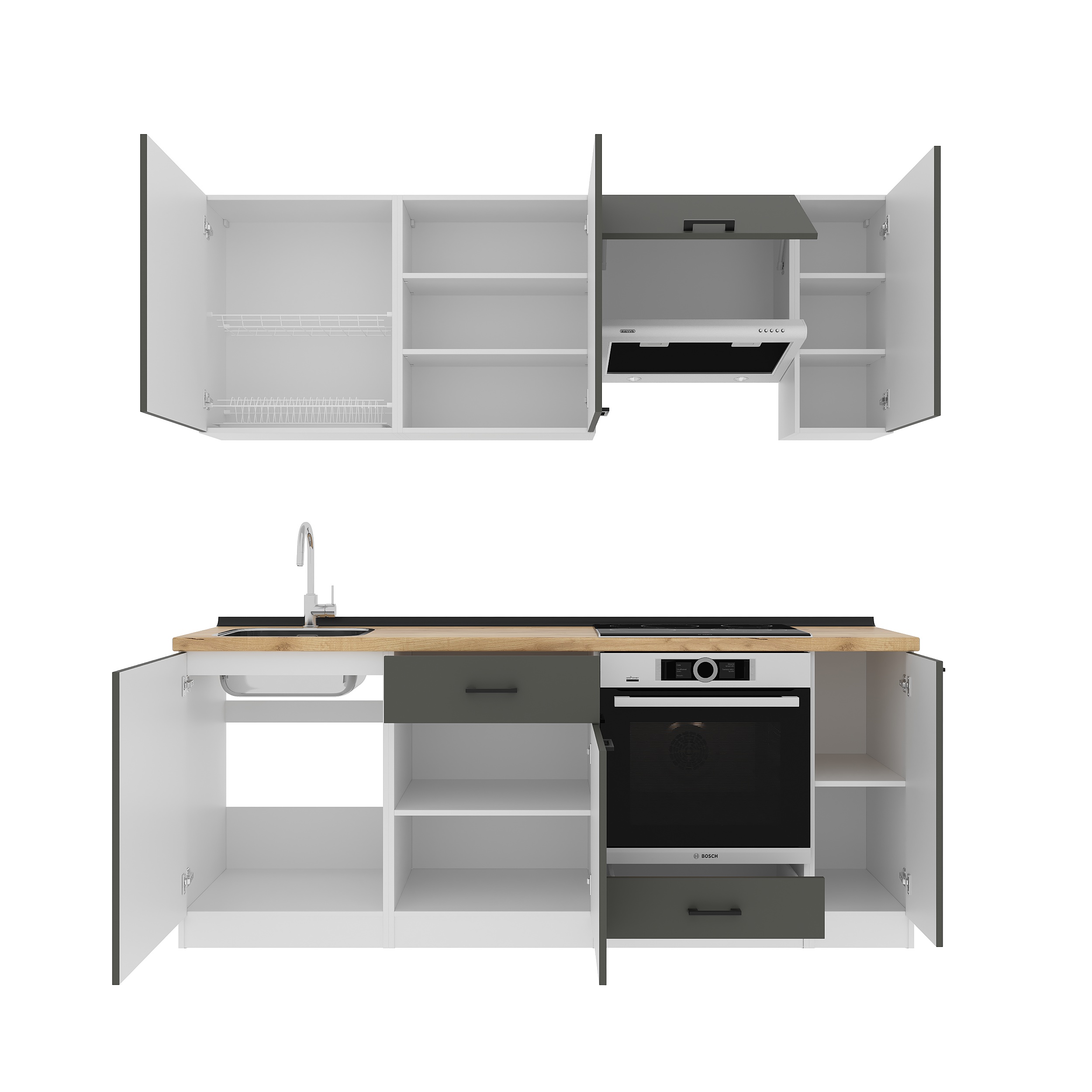 Set bucătărie: Laguna "B" Modern, Stejar Auriu, 210 cm