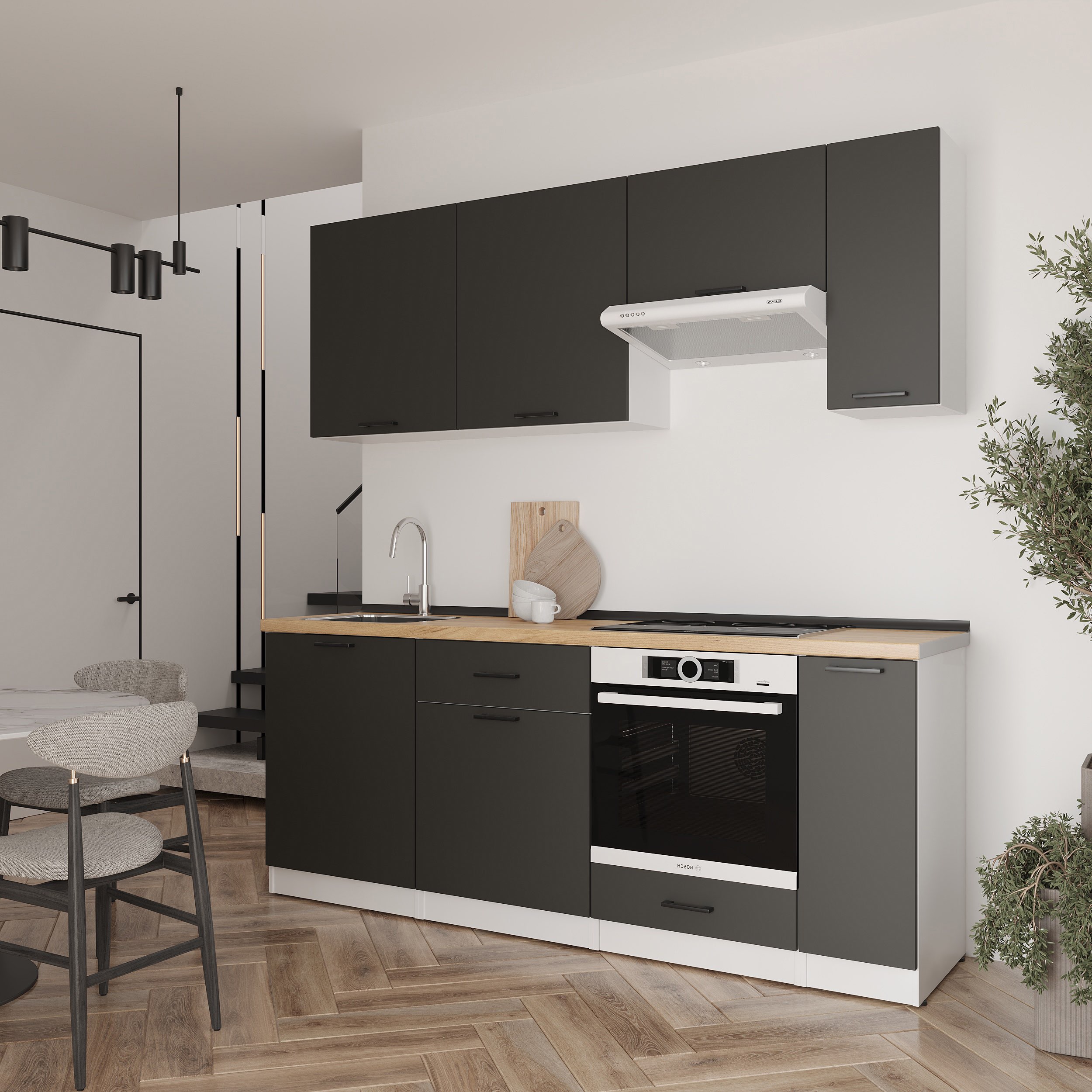 Set bucătărie: Laguna "B" Modern, Stejar Auriu, 210 cm