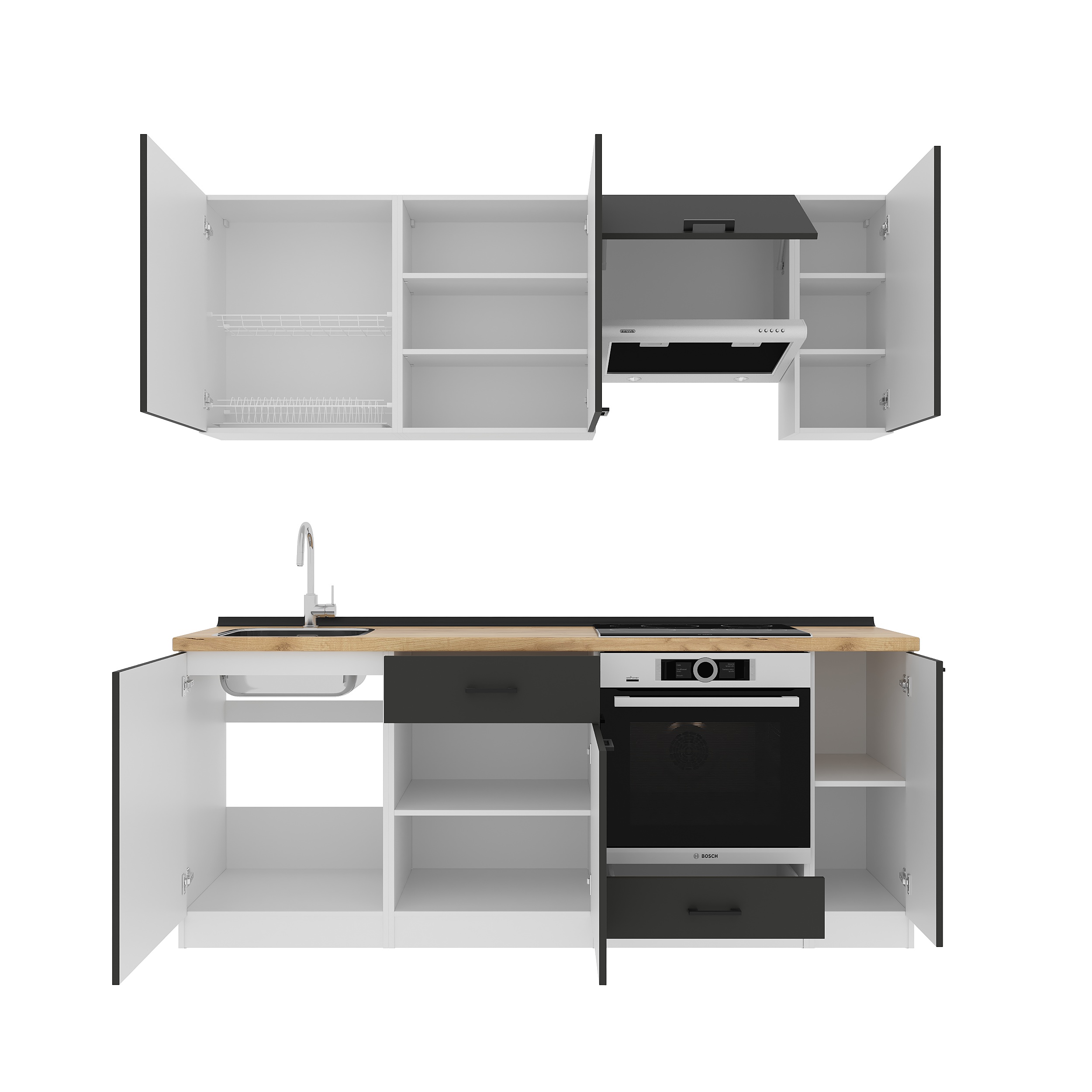 Set bucătărie: Laguna "B" Modern, Stejar Auriu, 210 cm