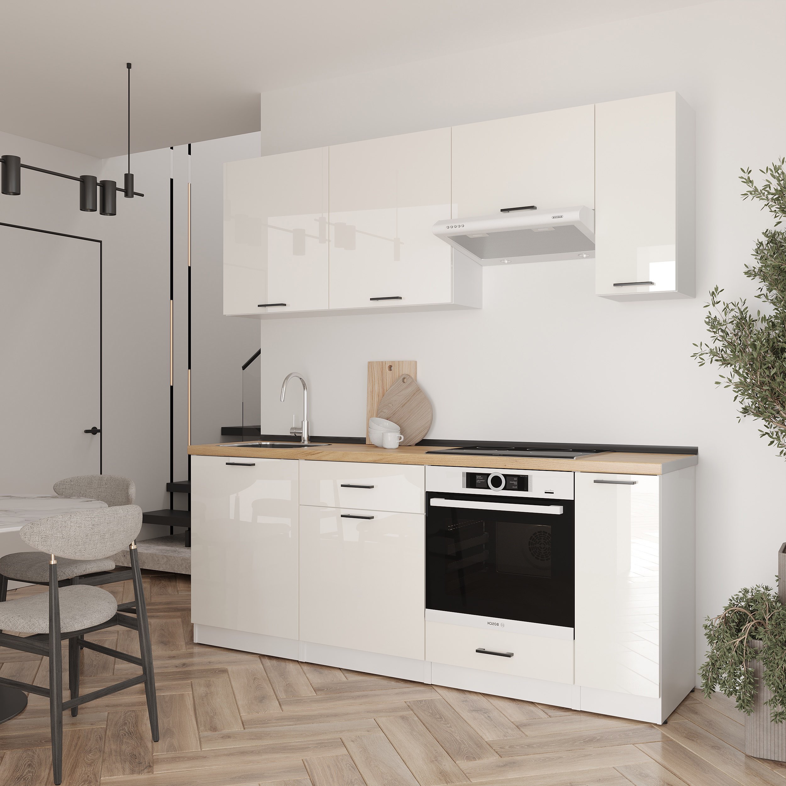 Set bucătărie: Laguna "B" Modern, Stejar Auriu, 210 cm