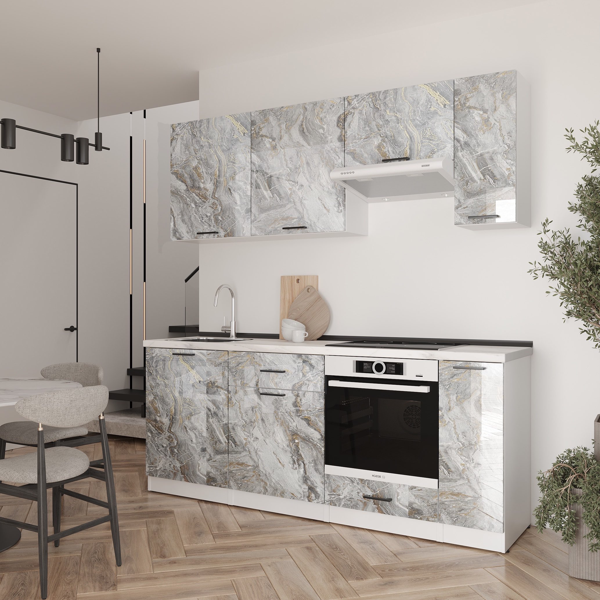 Set bucătărie: Laguna "B" Modern, Marmură, 210 cm