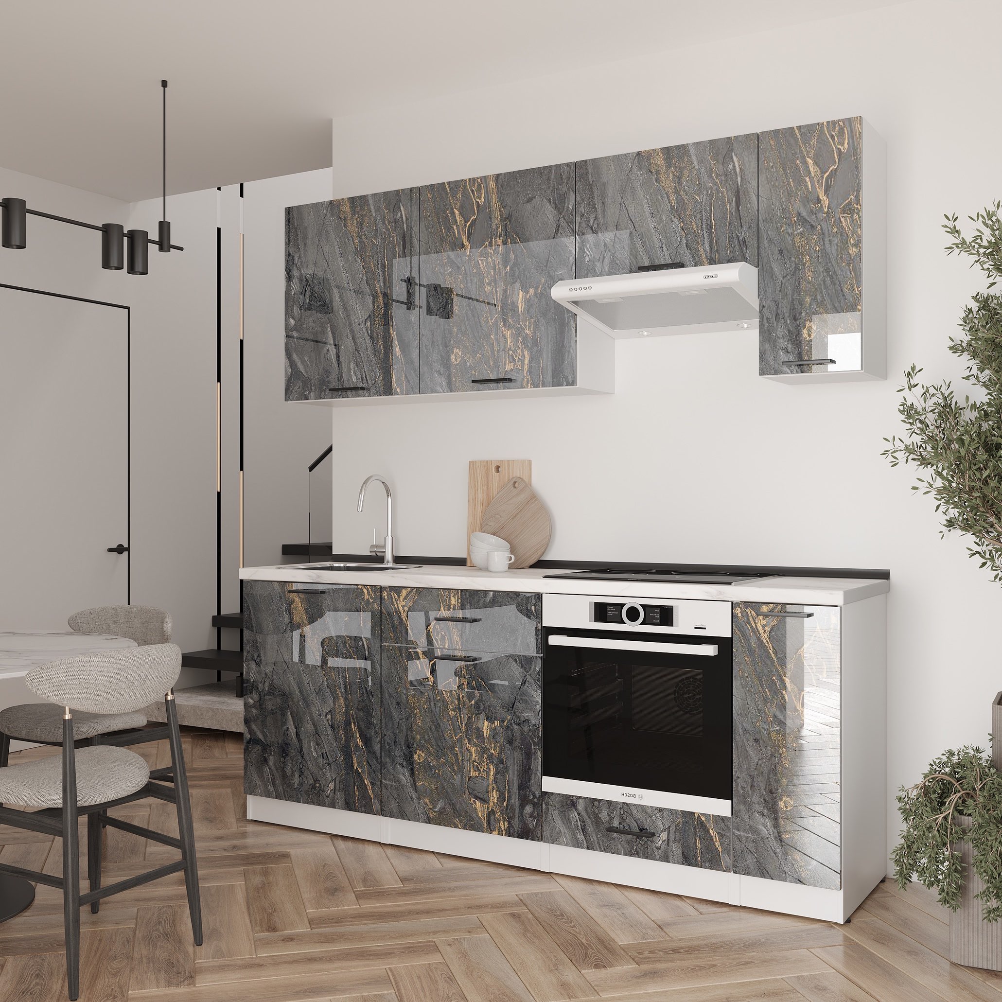 Set bucătărie: Laguna "B" Modern, Marmură, 210 cm