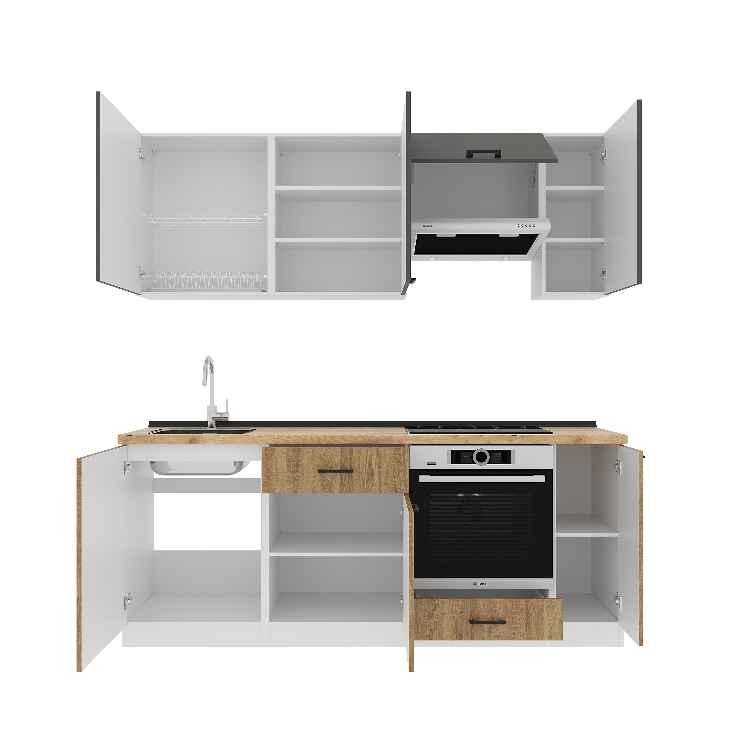 Set bucătărie: Laguna "B" Modern, Stejar Auriu, 210 cm