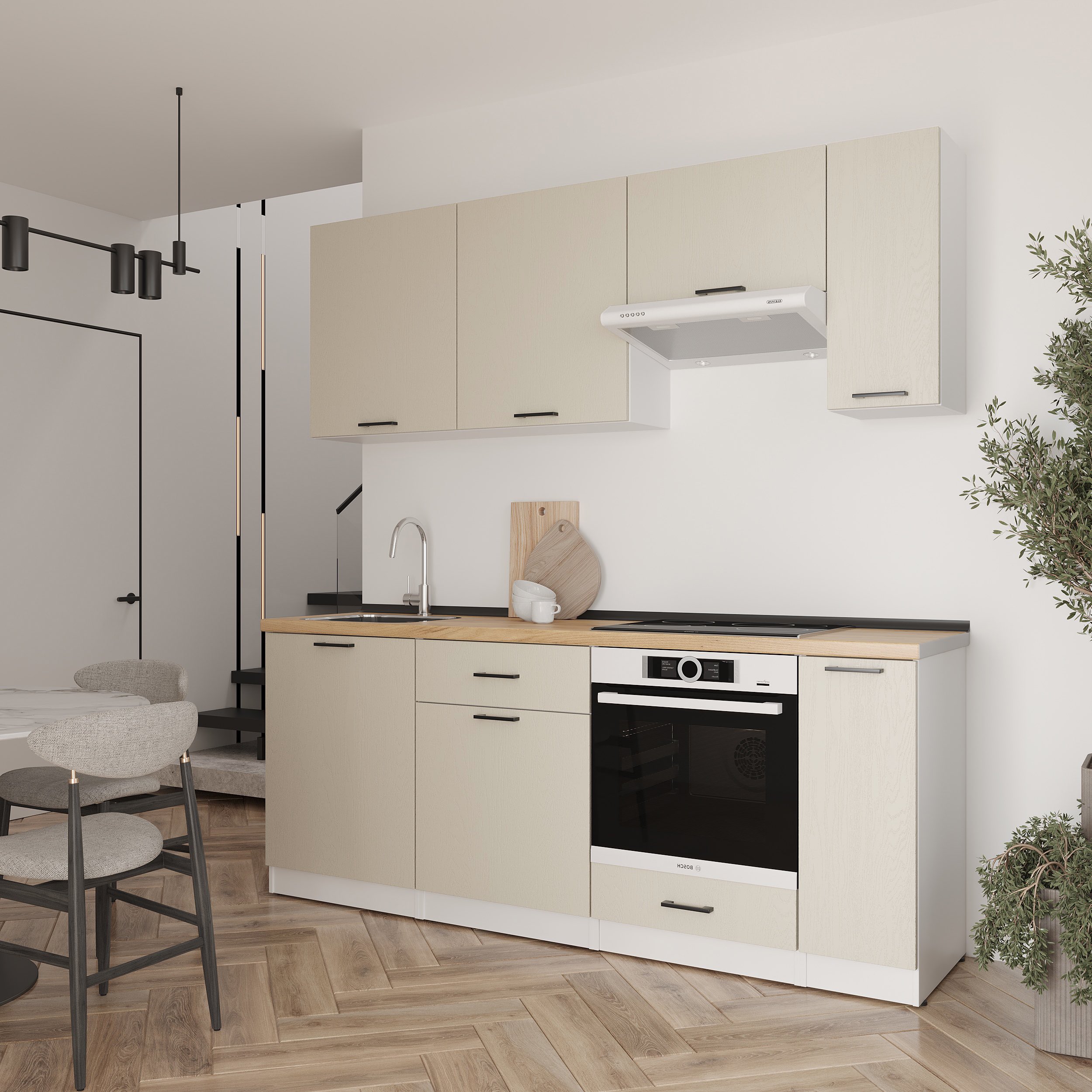 Set bucătărie: Laguna "B" Modern, Stejar Auriu, 210 cm