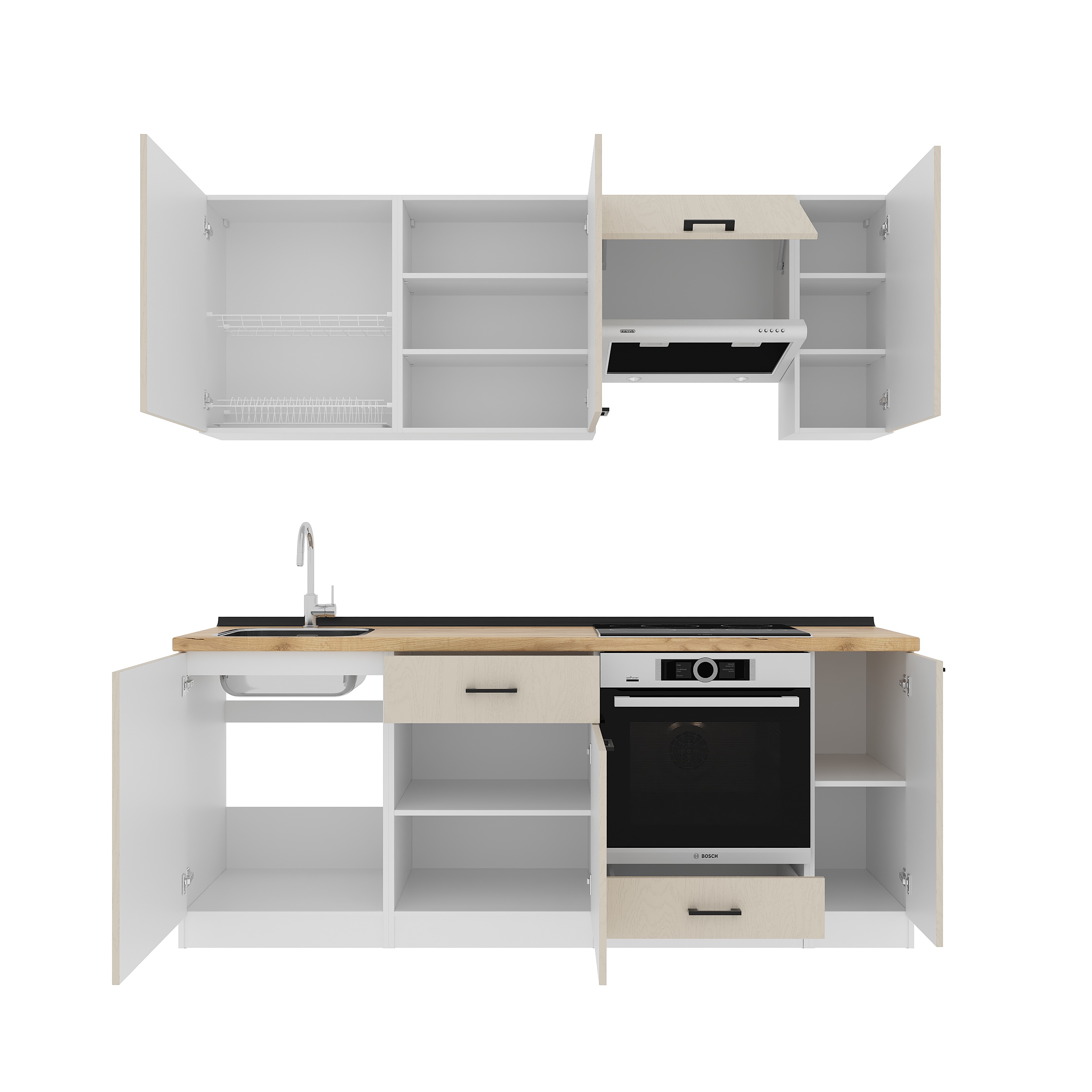 Set bucătărie: Laguna "B" Modern, Stejar Auriu, 210 cm